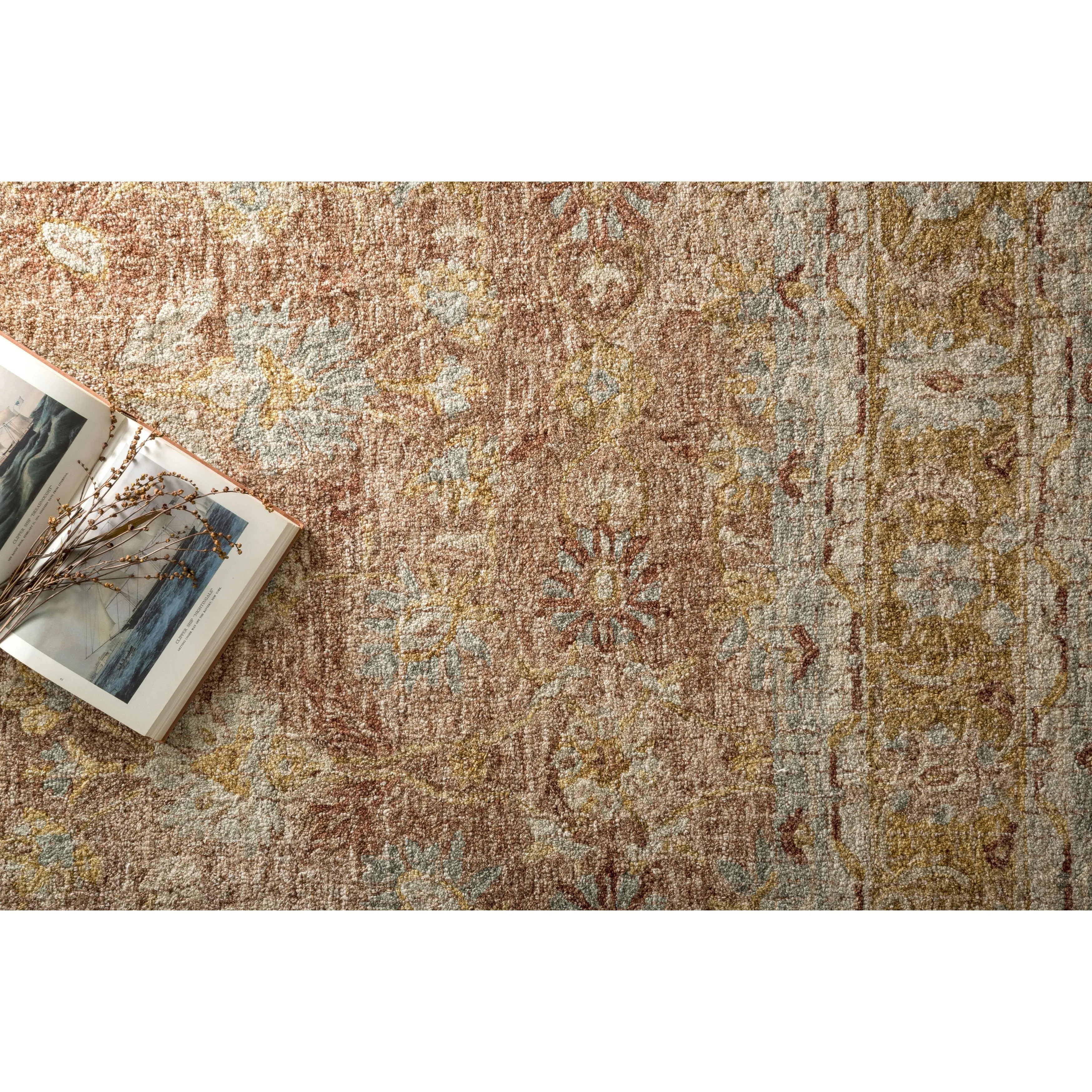 Alexander Home Transitional Terracotta Mosaic Hand-Hooked 100% Wool Rug