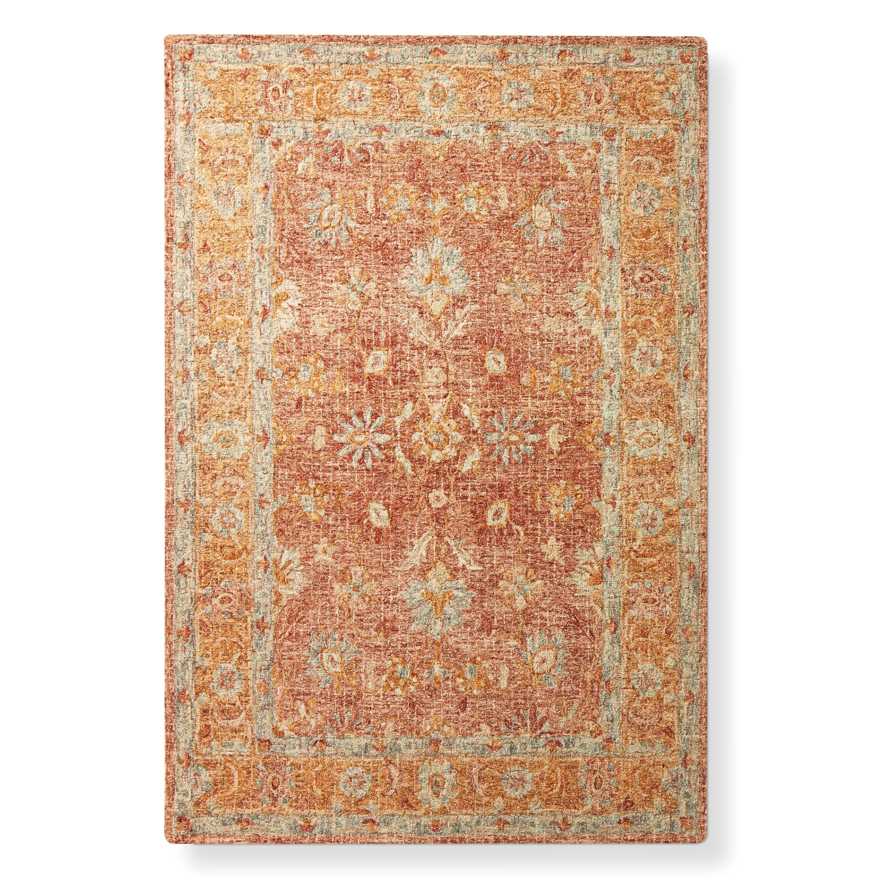 Alexander Home Transitional Terracotta Mosaic Hand-Hooked 100% Wool Rug