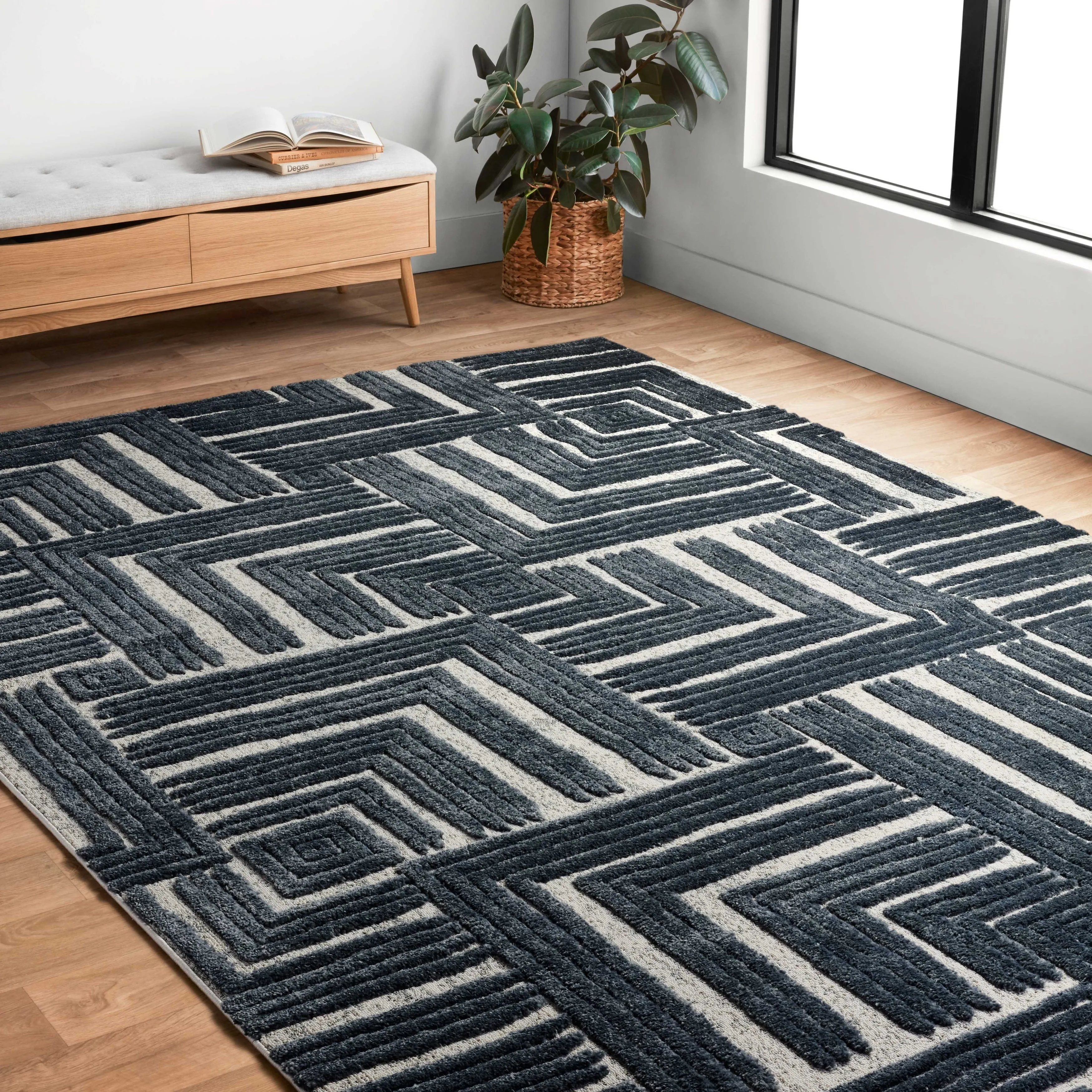 Alexander Home Vail Mid-century Modern Geometric Square Area Rug