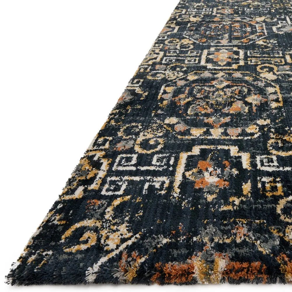 Alexander Home Verona Charcoal Floral Distressed Transitional Rug