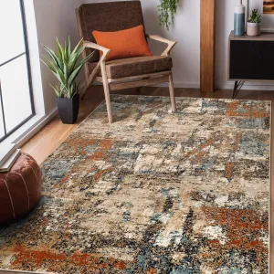 Alurea Clovis Orange Abstract Area Rug