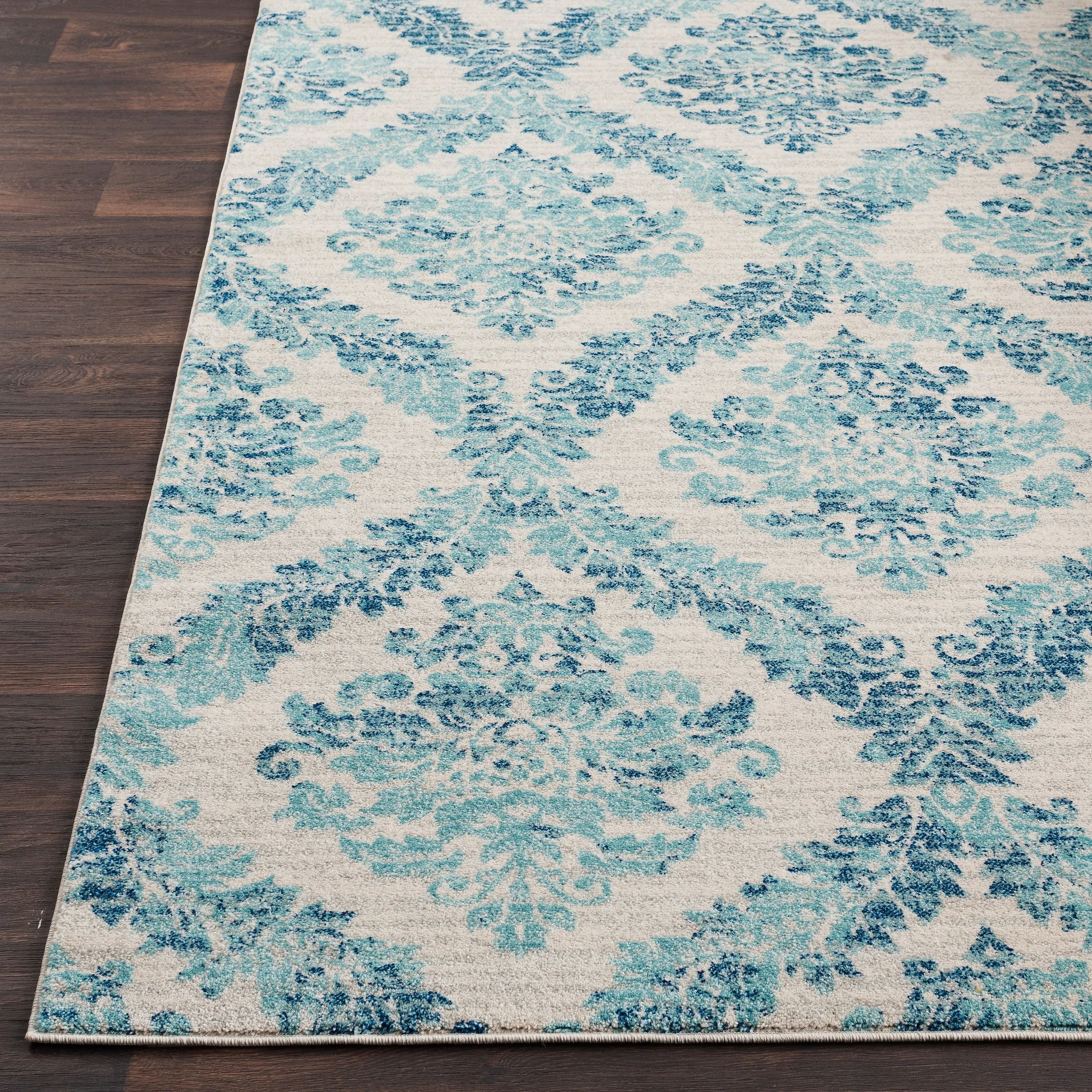 Amelia Faded Vintage Oriental Blue/Beige Area Rug - 7'10 x 10'3/Surplus