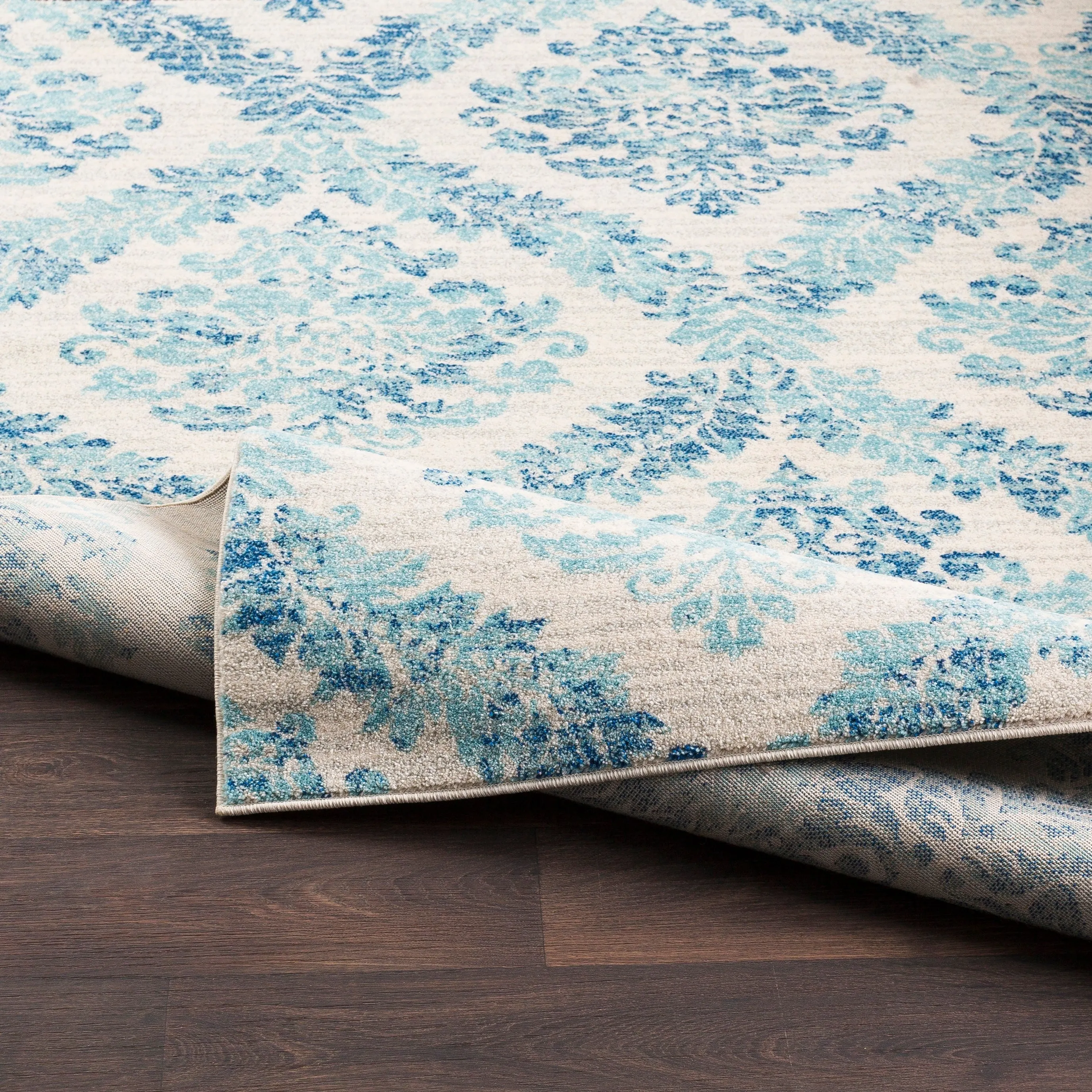 Amelia Faded Vintage Oriental Blue/Beige Area Rug - 7'10 x 10'3/Surplus