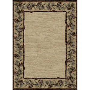 American Destination Clearmont Brown Rustic Pinecone Lodge Area Rug