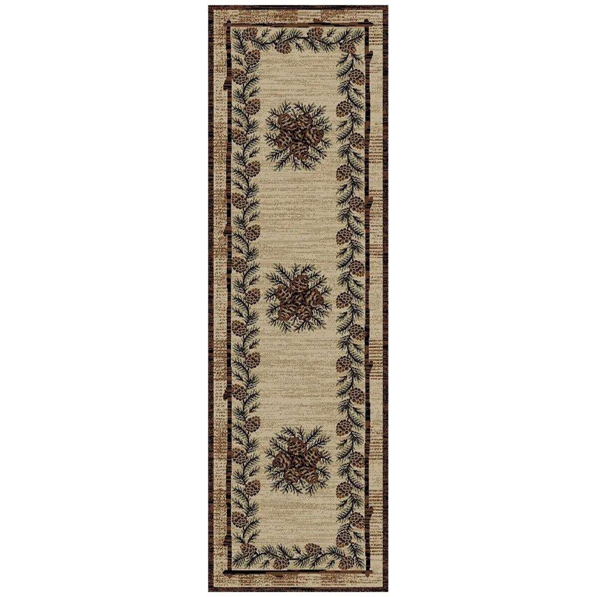 American Destination Greensboro Brown Rustic Pinecone Area Rug