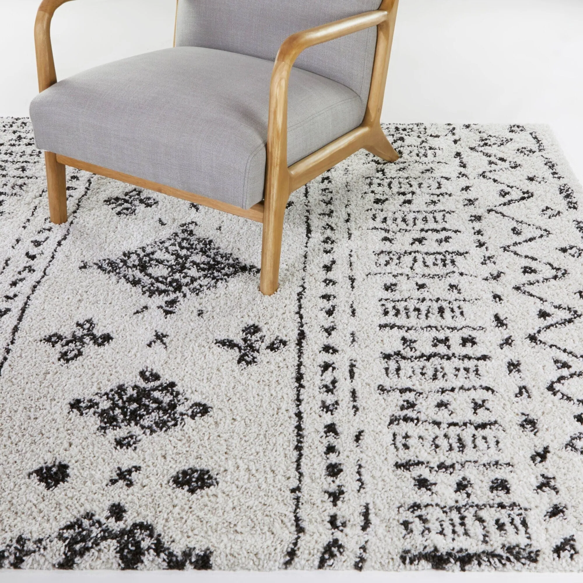 Ampere Boho Geometric Shag Area Rug