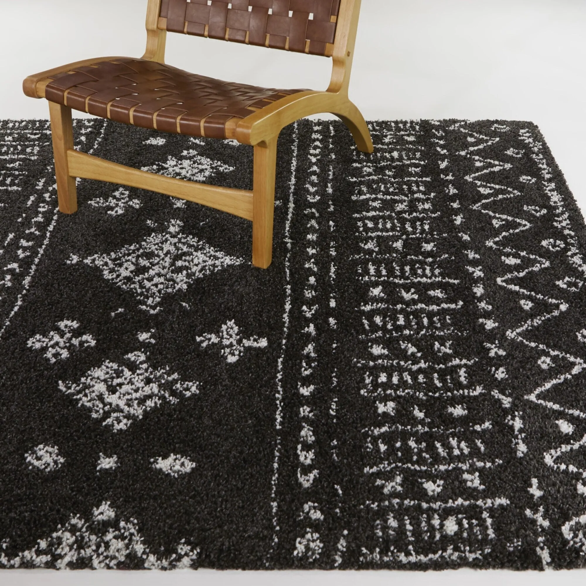 Ampere Boho Geometric Shag Area Rug