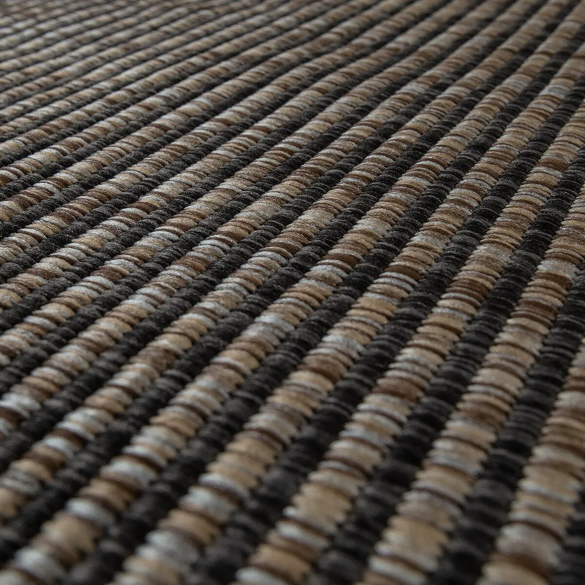 Anthracite Brown Outdoor Rug Rustic Style Bordered for Patio/Balcony