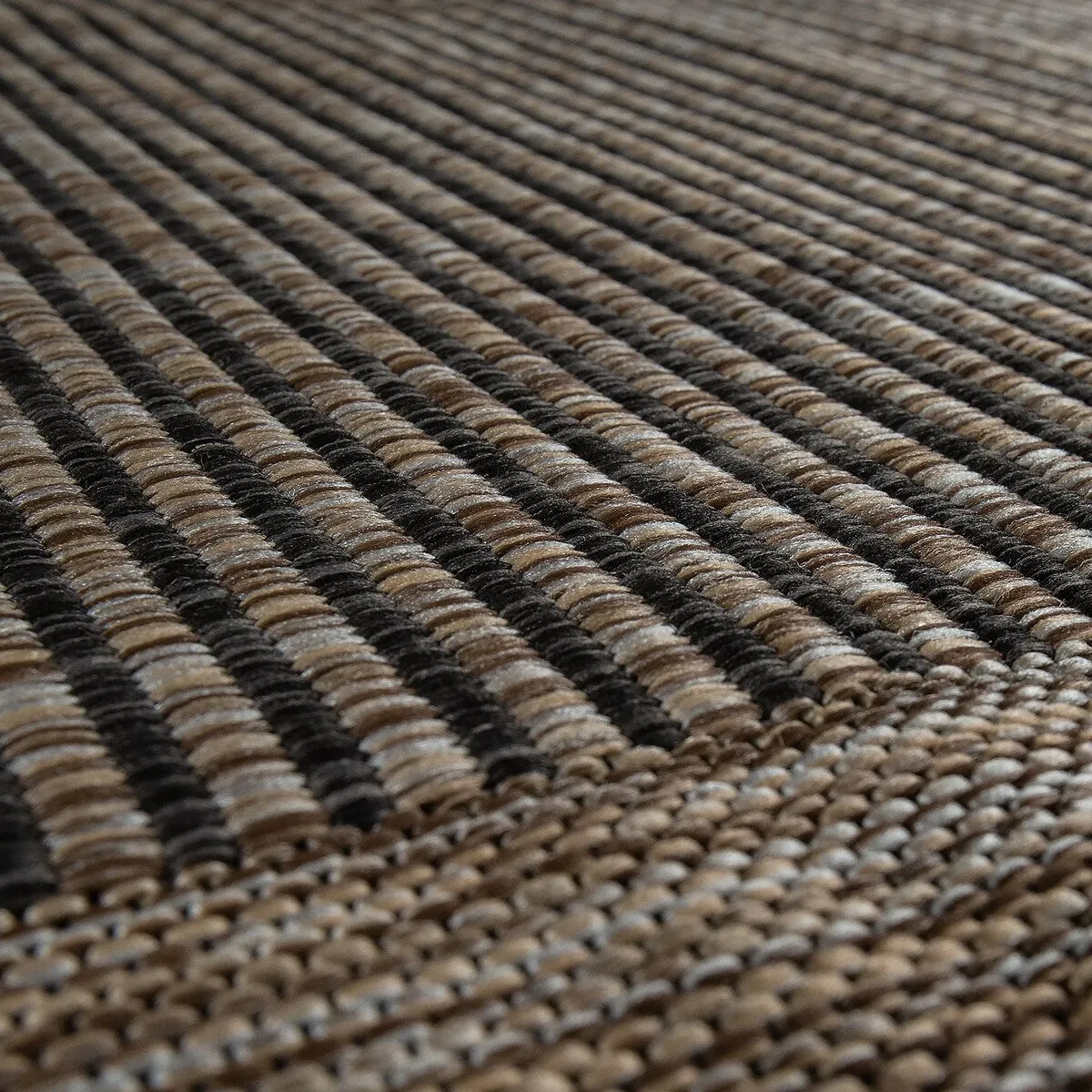 Anthracite Brown Outdoor Rug Rustic Style Bordered for Patio/Balcony
