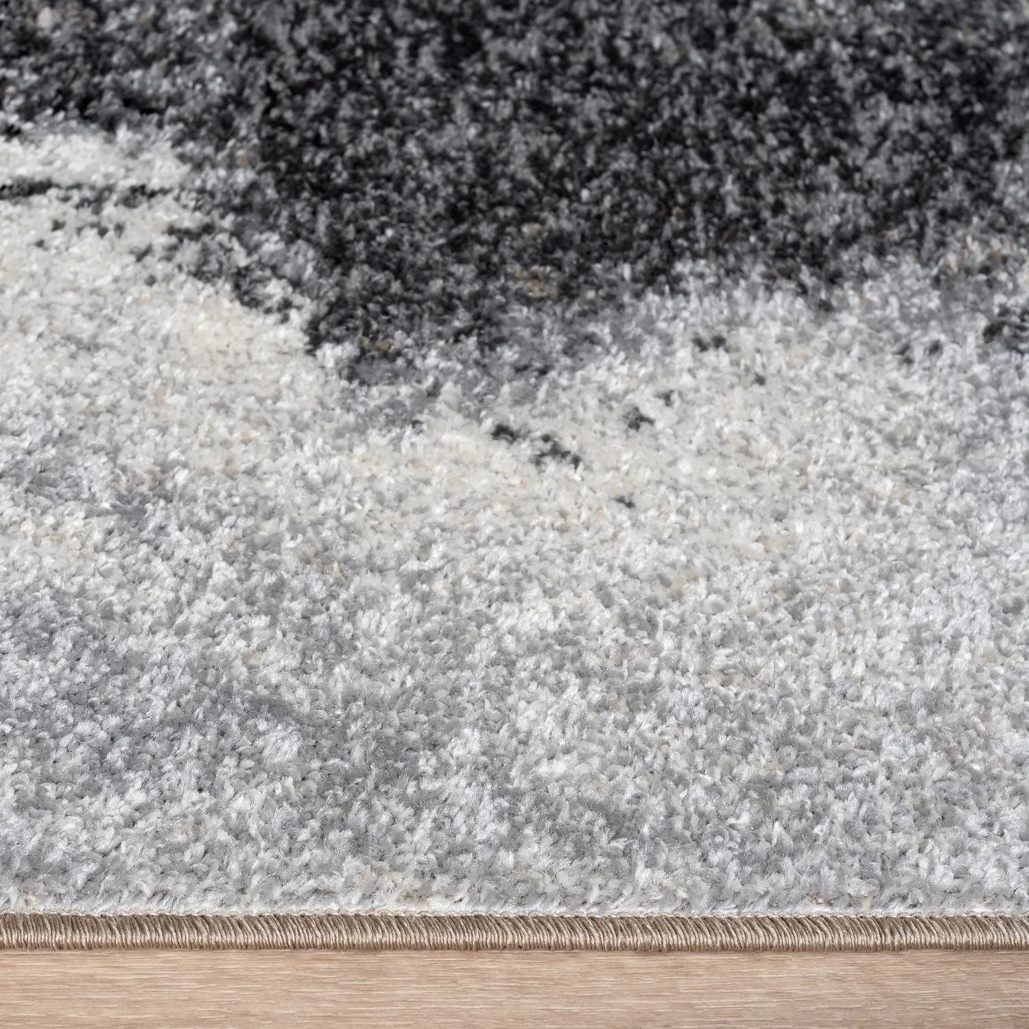 Artistic Designer Rug with Brushstroke Effect in Cream Brown Black