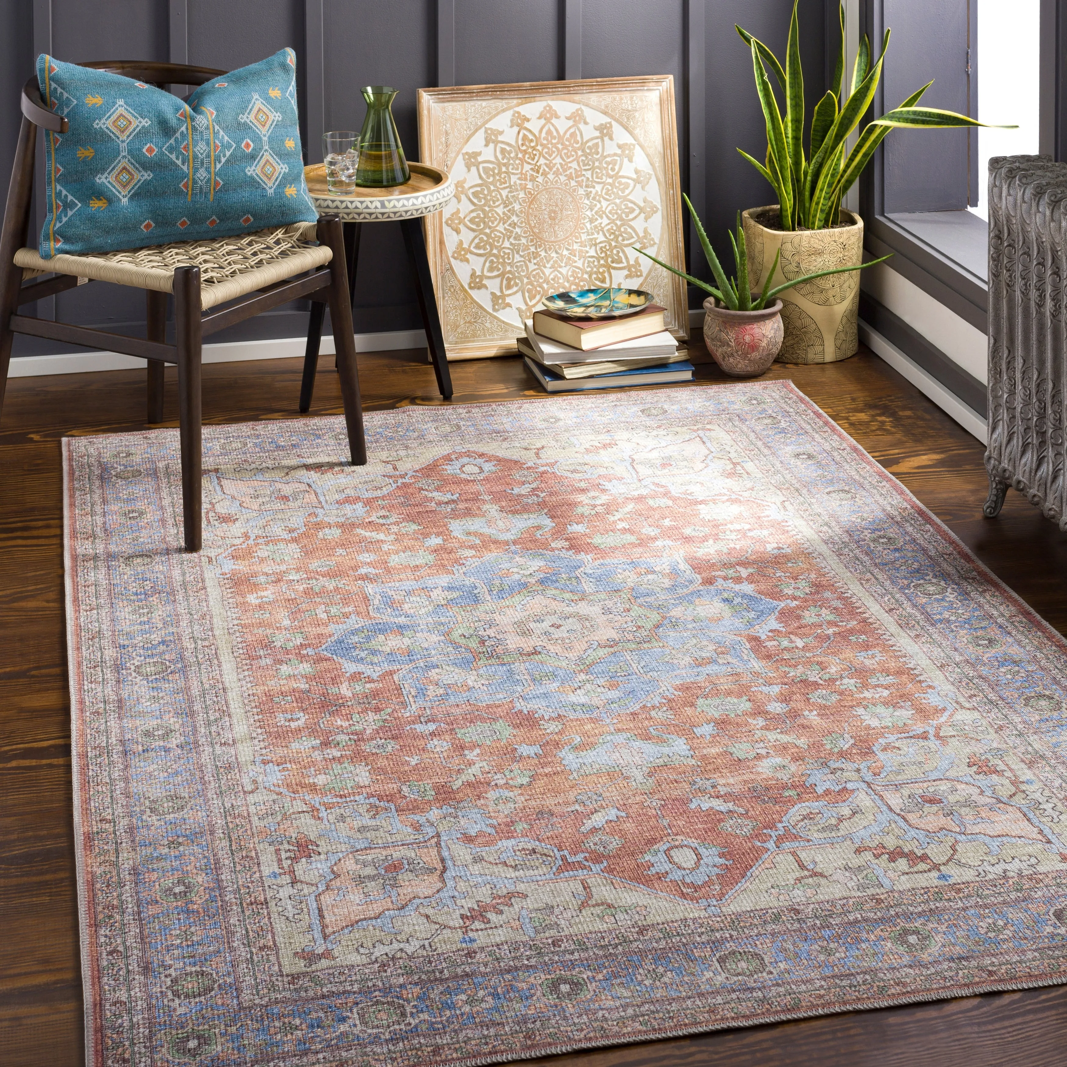 Artistic Weavers Abhishek Distressed Traditional Machine Washable Area Rug