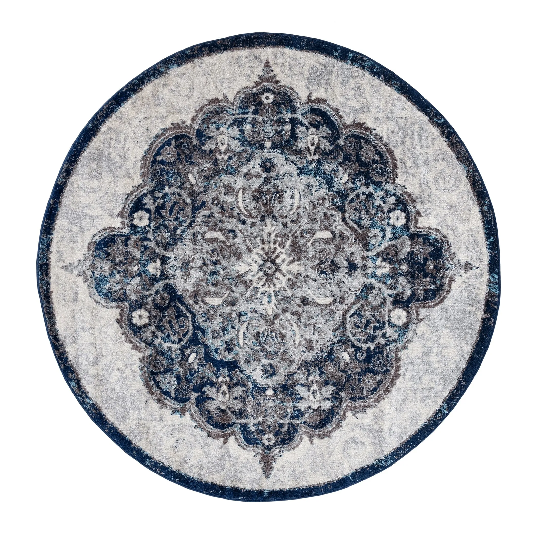 Aurelia Hana Navy Blue Medallion Area Rug