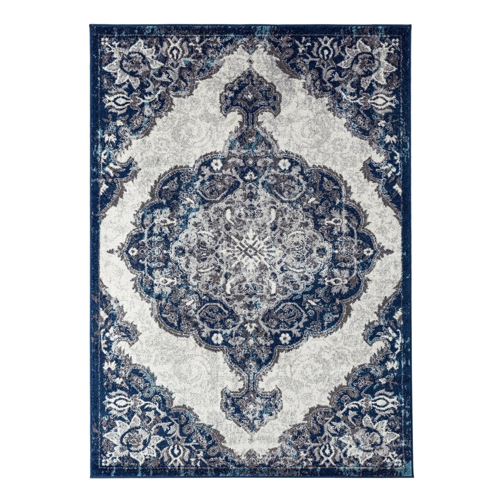 Aurelia Hana Navy Blue Medallion Area Rug
