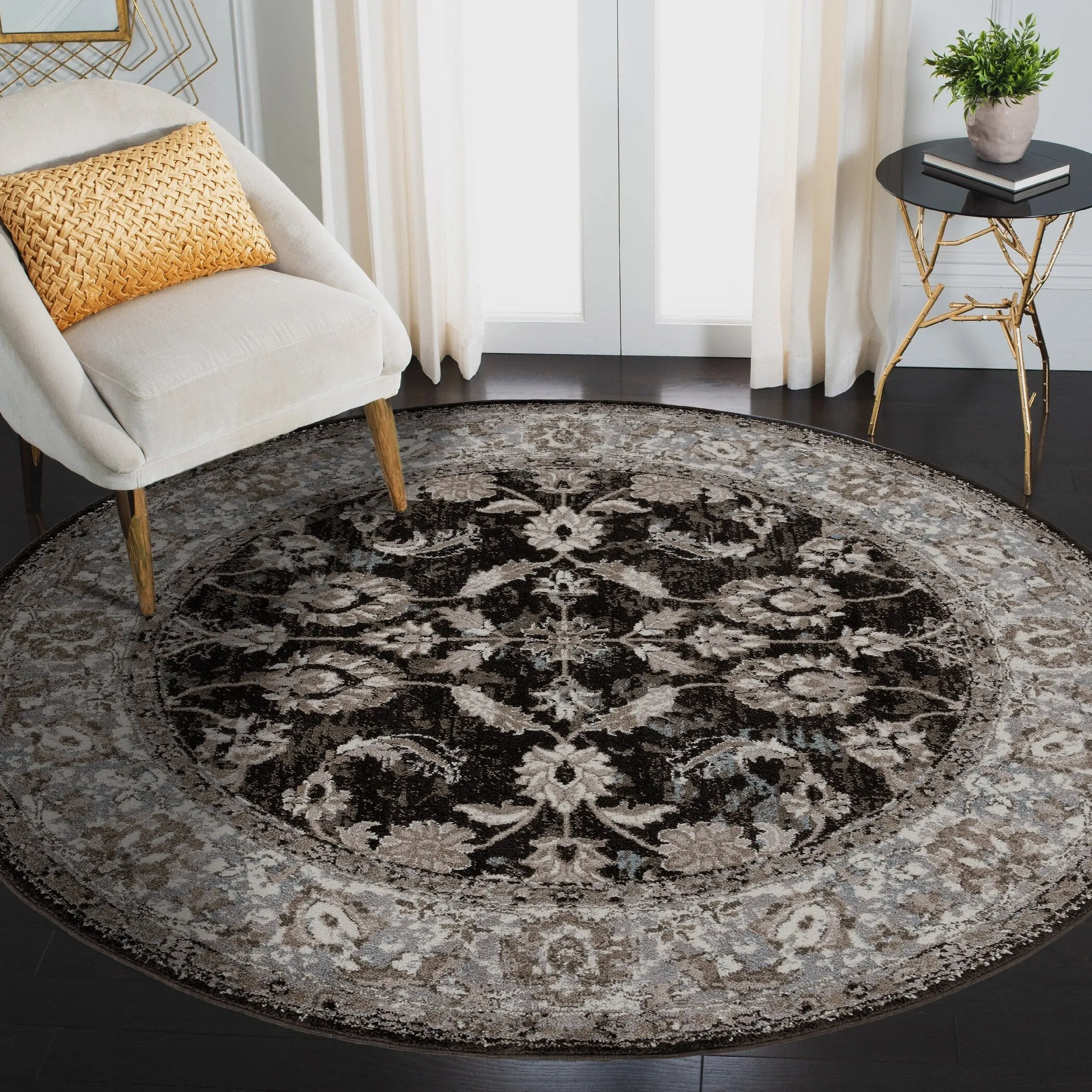 Aurelia Jiru Black Bordered Area Rug