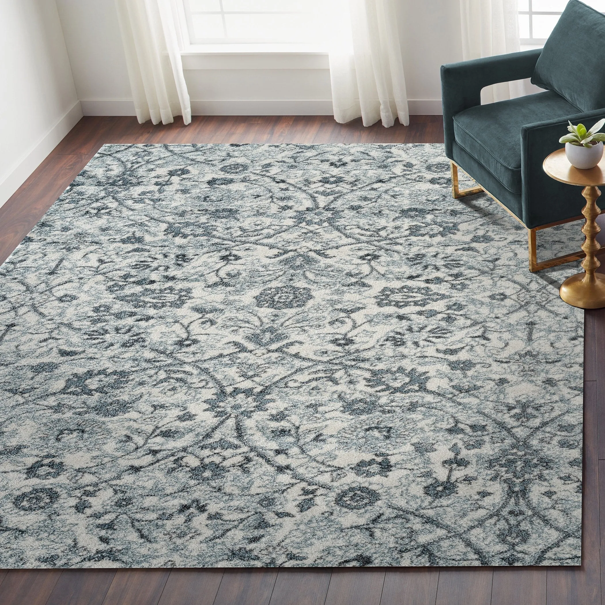 Aurelia Sala Light Blue Floral Area Rug