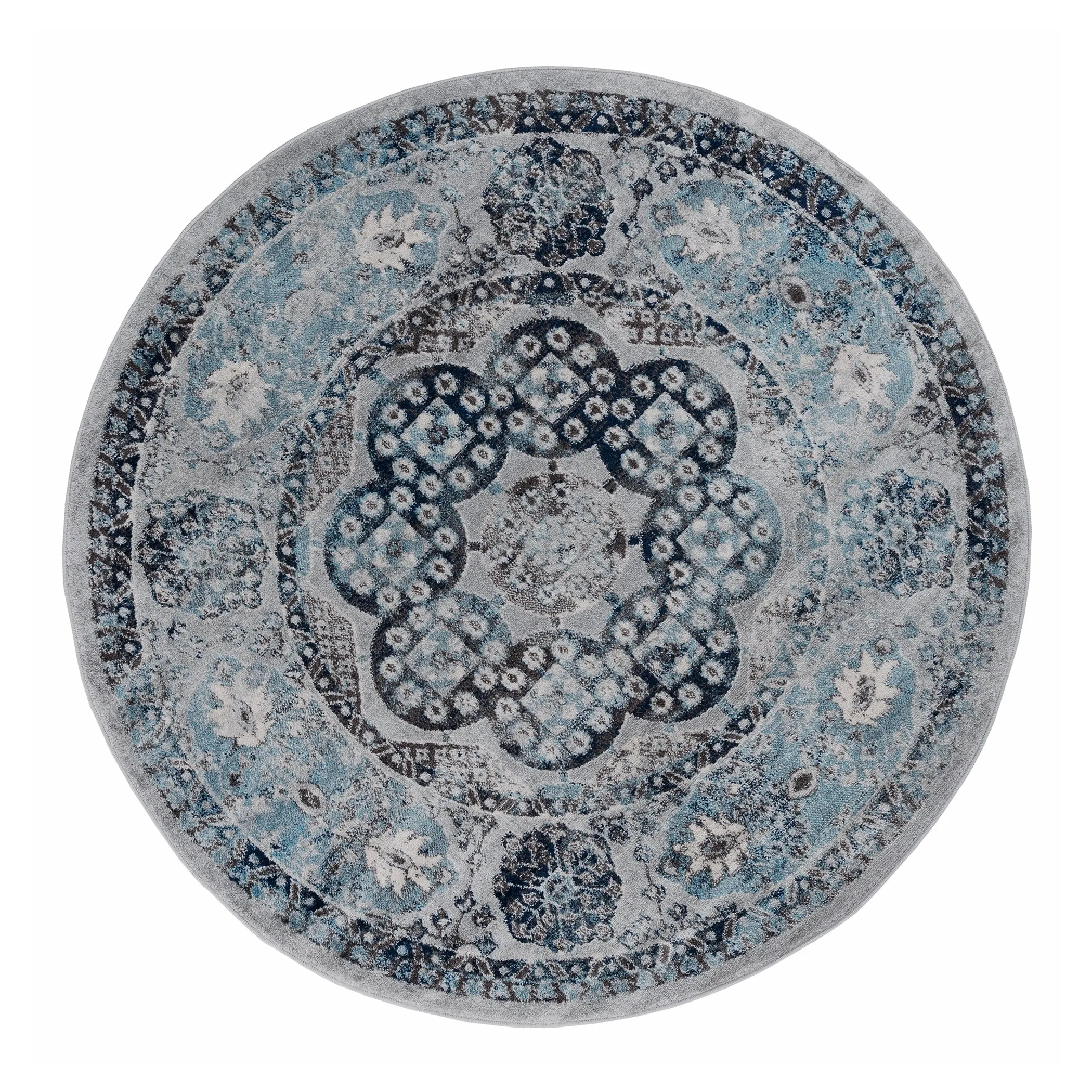 Aurelia Yuni Gray/Blue Bordered Area Rug