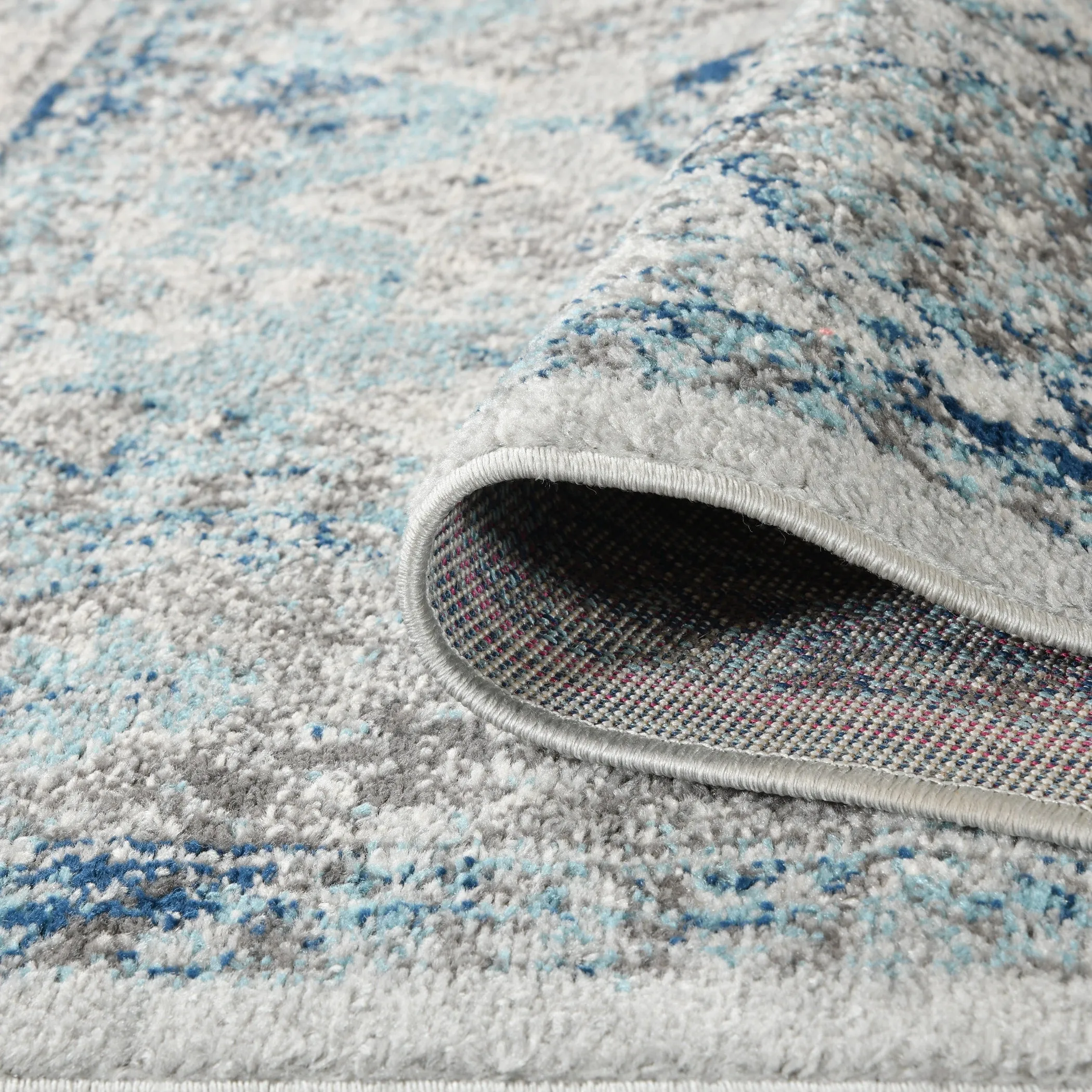 Aurelia Yuni Gray/Blue Bordered Area Rug