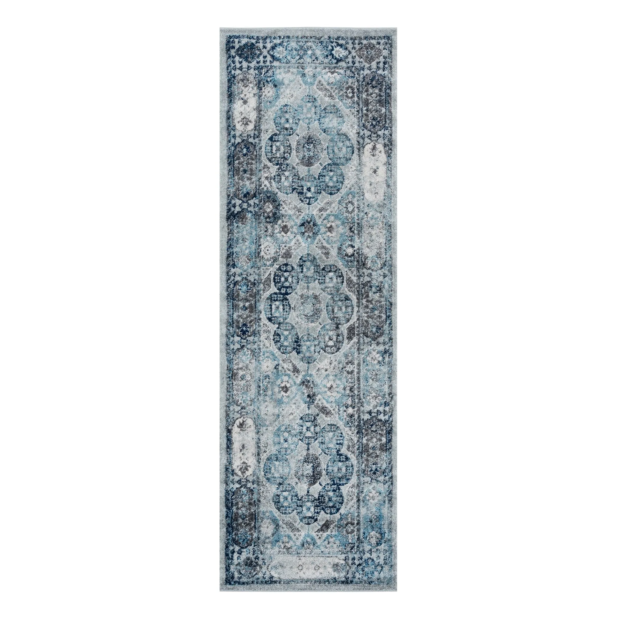 Aurelia Yuni Gray/Blue Bordered Area Rug