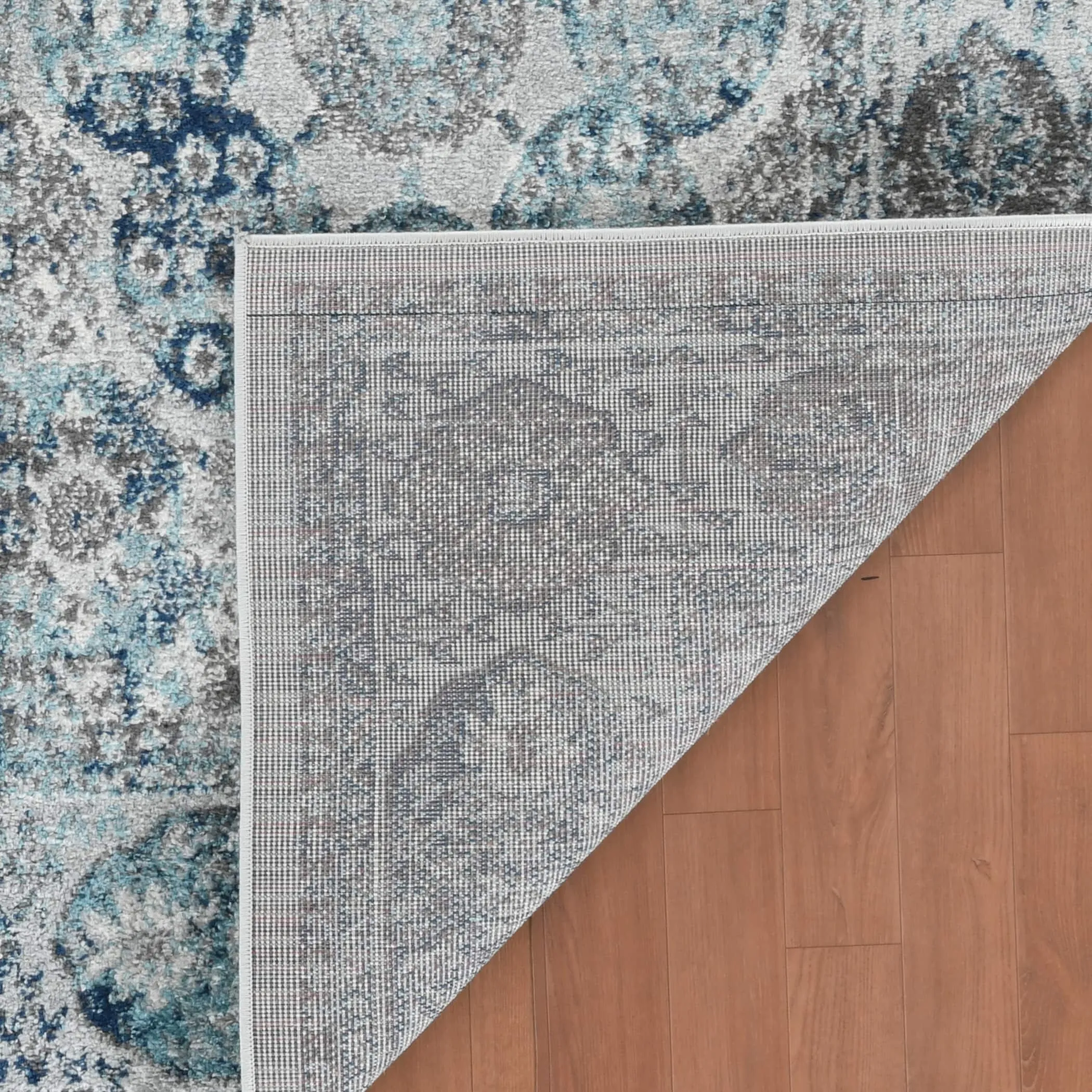 Aurelia Yuni Gray/Blue Bordered Area Rug