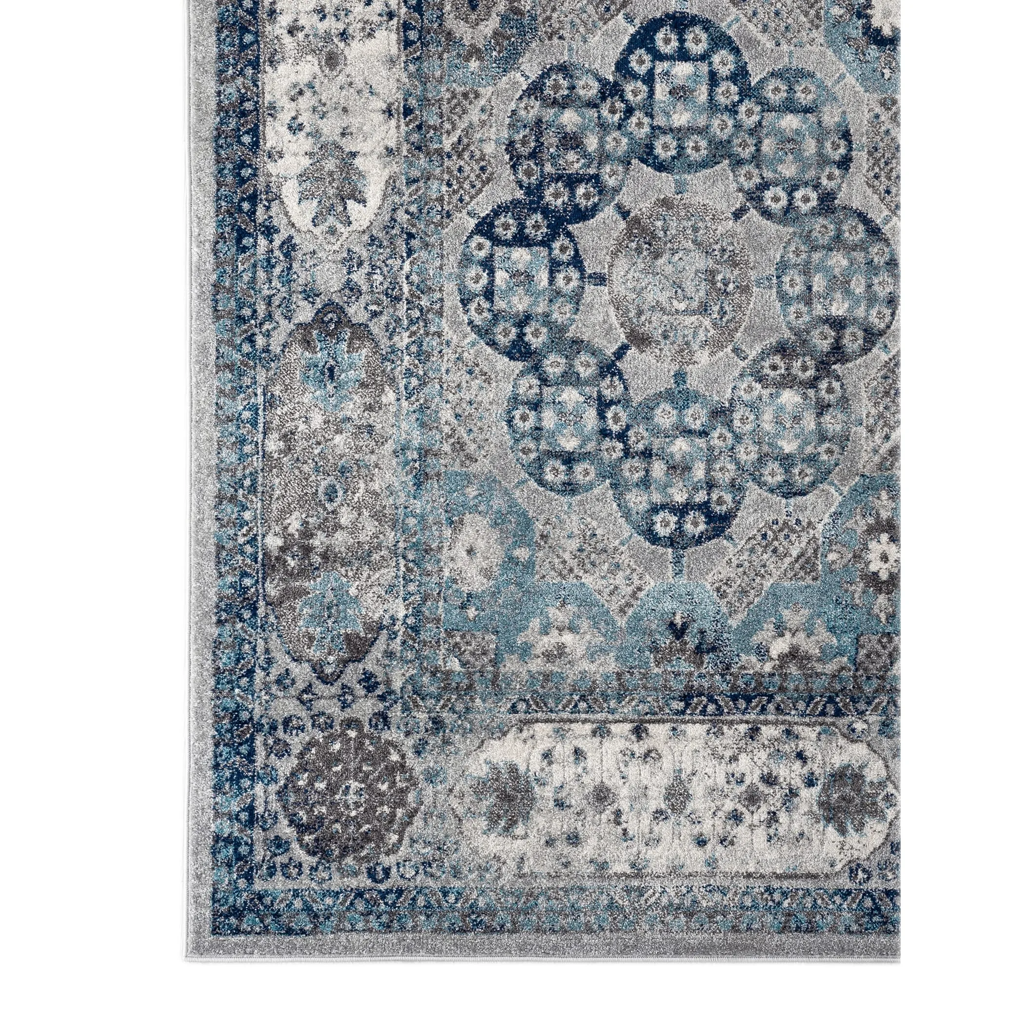 Aurelia Yuni Gray/Blue Bordered Area Rug