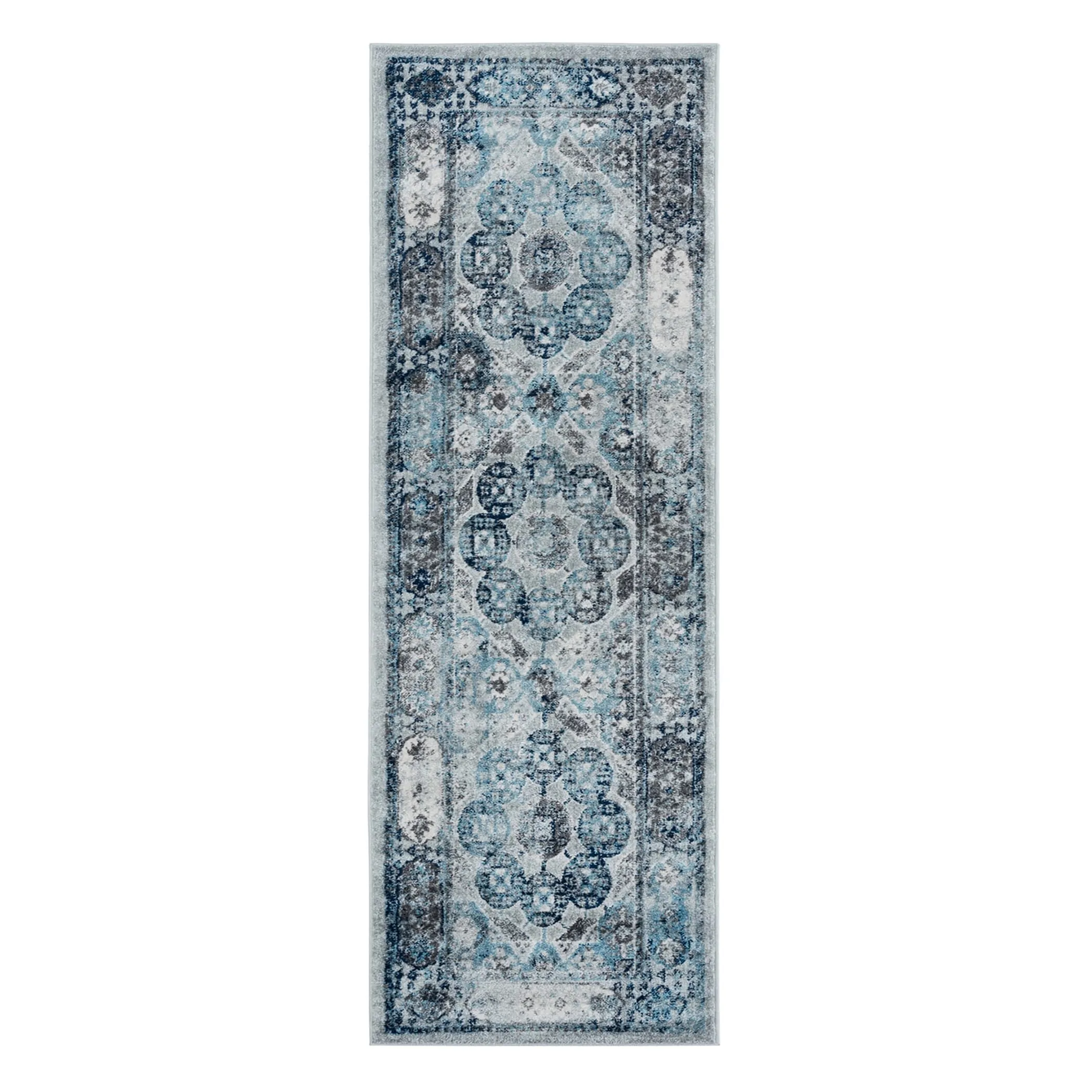 Aurelia Yuni Gray/Blue Bordered Area Rug