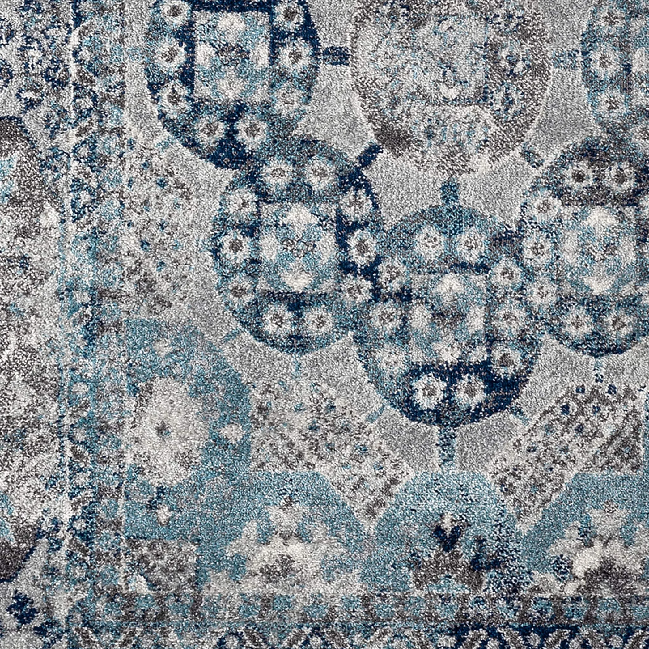 Aurelia Yuni Gray/Blue Bordered Area Rug