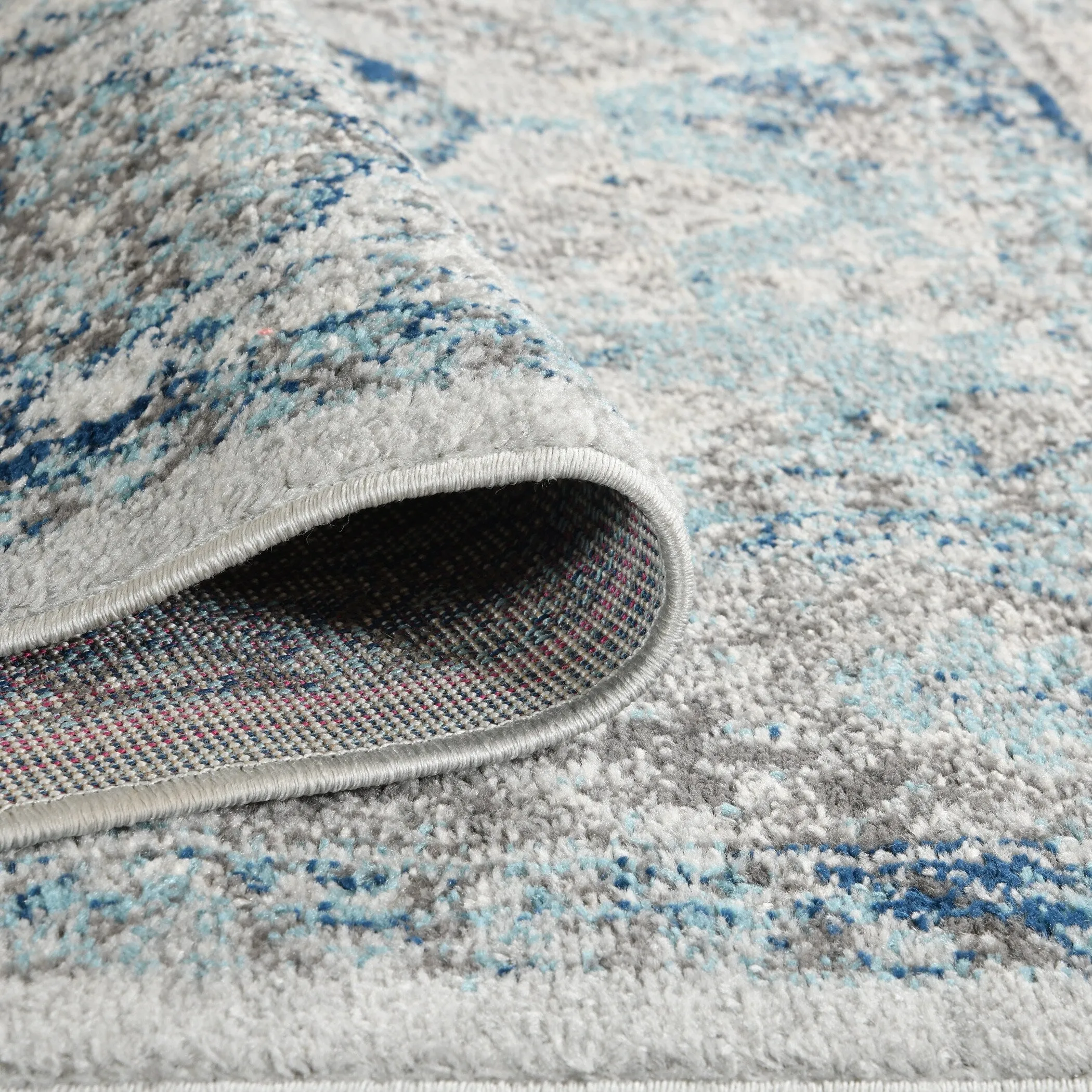 Aurelia Yuni Gray/Blue Bordered Area Rug
