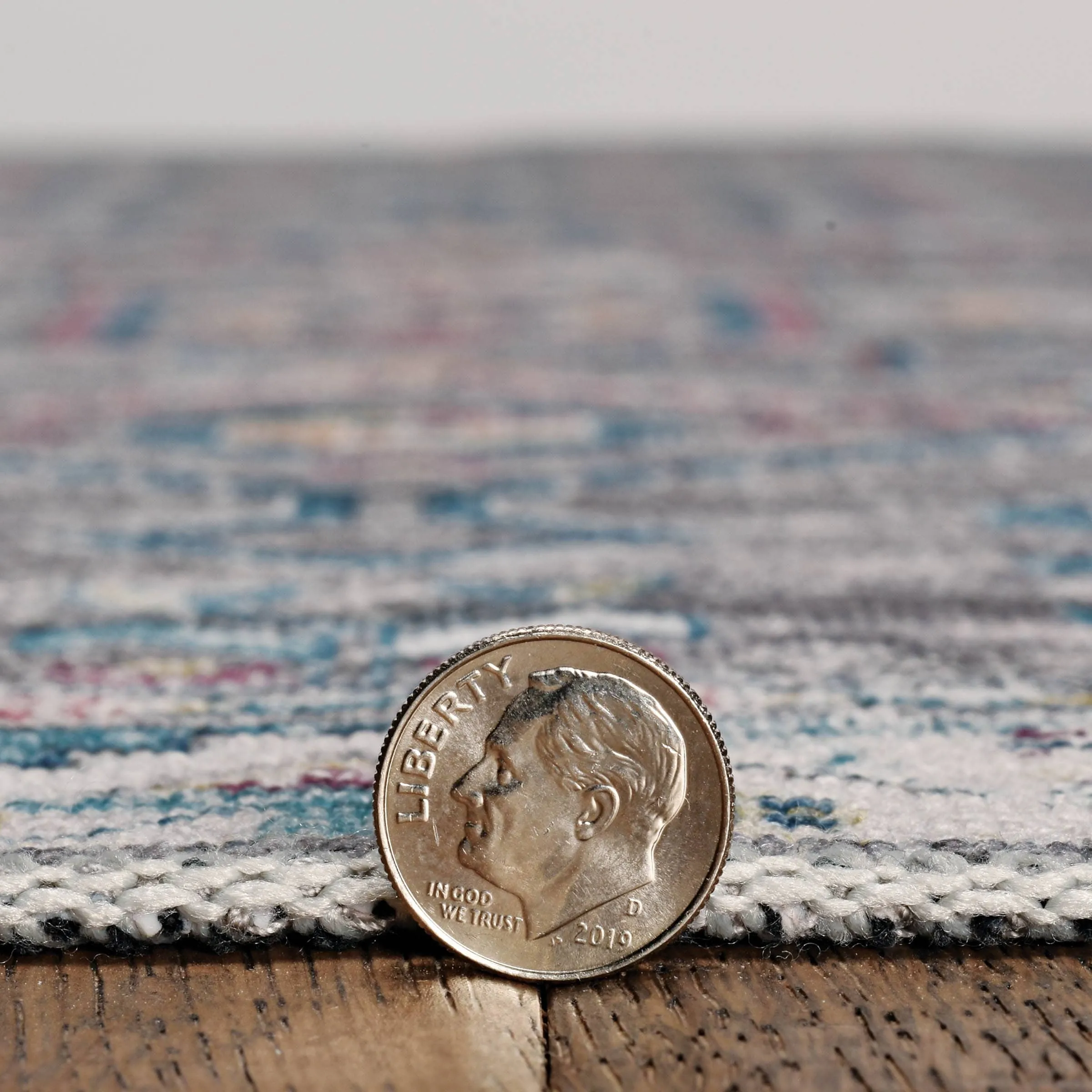 Barron Machine Washable Grey and Green Area Rug