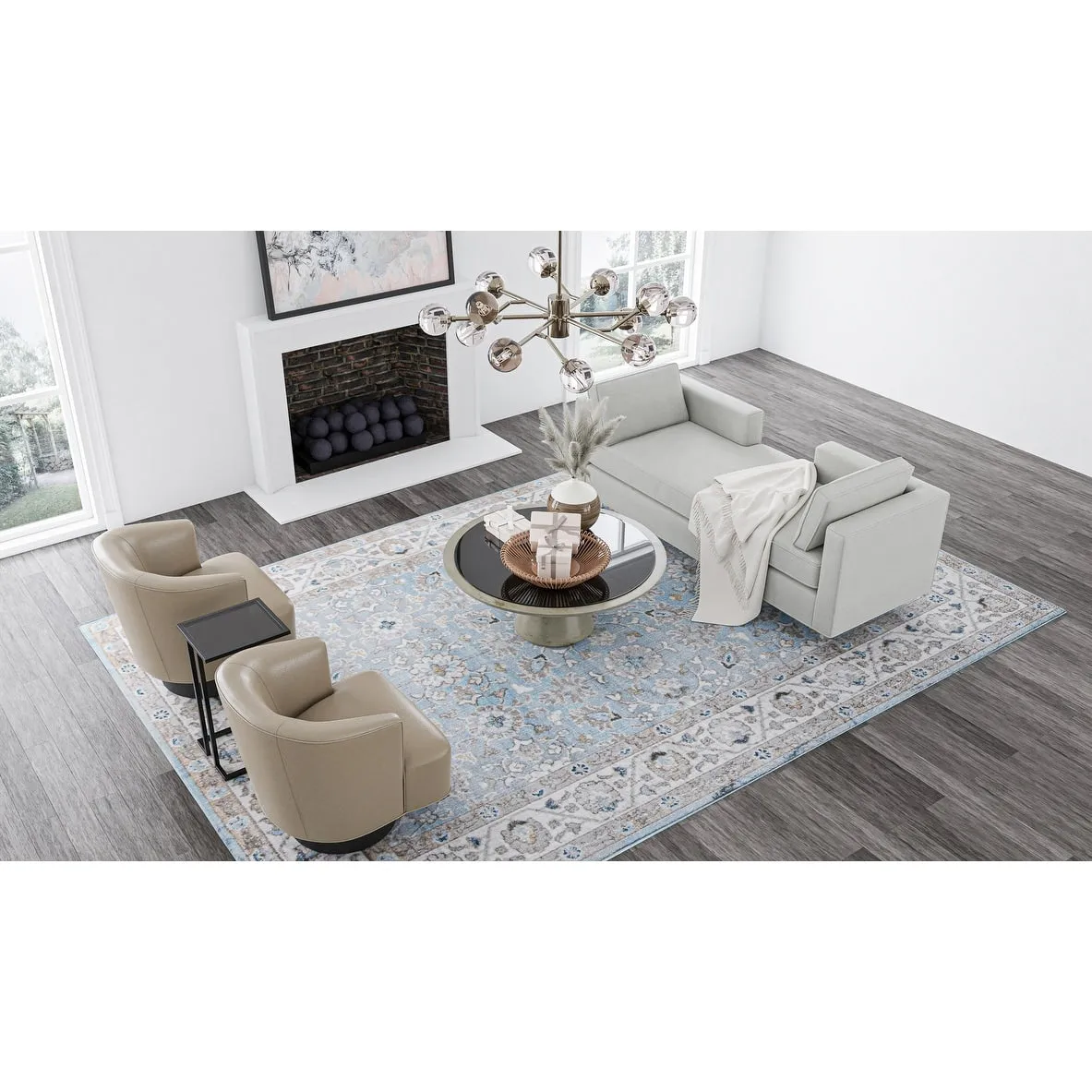 Bashian Bonny Light Blue Transitional Area Rug