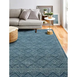 Bashian Ester Transitional Azure Geometric Hand-tufted Wool Area Rug