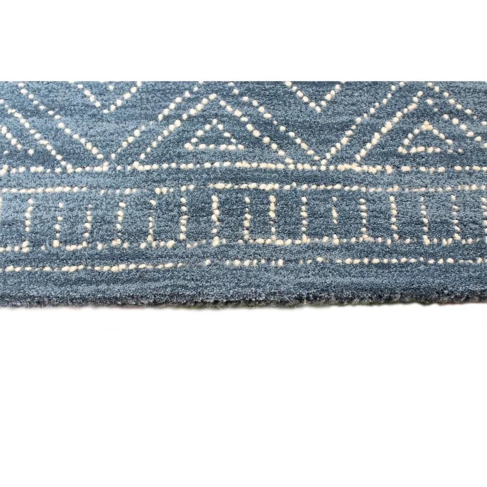 Bashian Ester Transitional Azure Geometric Hand-tufted Wool Area Rug