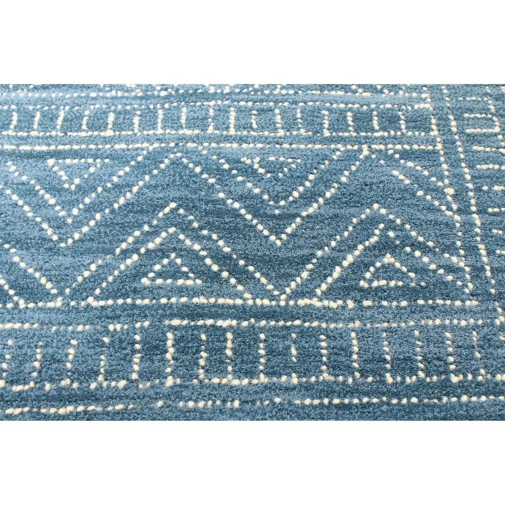 Bashian Ester Transitional Azure Geometric Hand-tufted Wool Area Rug