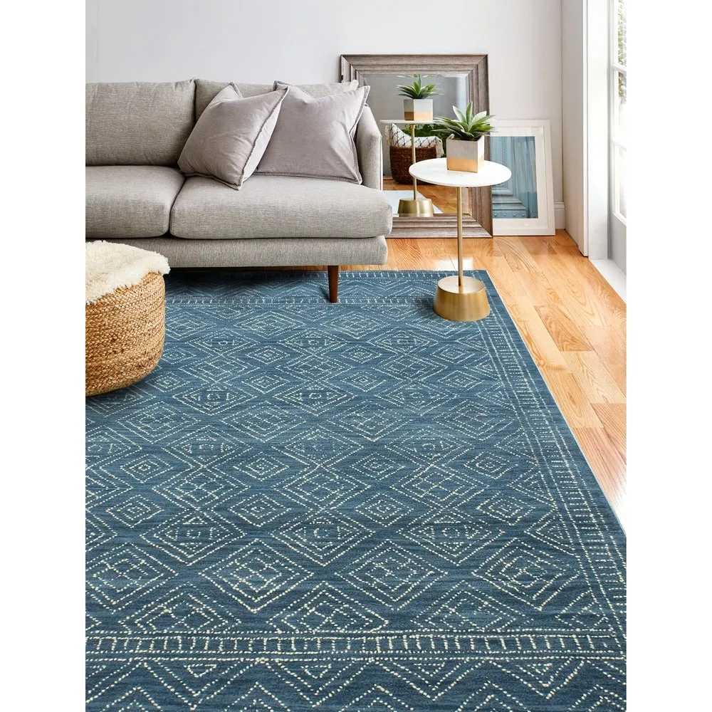Bashian Ester Transitional Azure Geometric Hand-tufted Wool Area Rug
