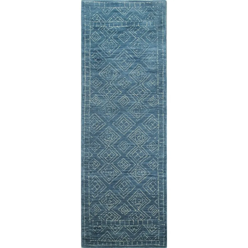 Bashian Ester Transitional Azure Geometric Hand-tufted Wool Area Rug