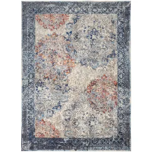 Bellini Vintage Bohemian Rug. Blue/Rust/Gray. Area Rug
