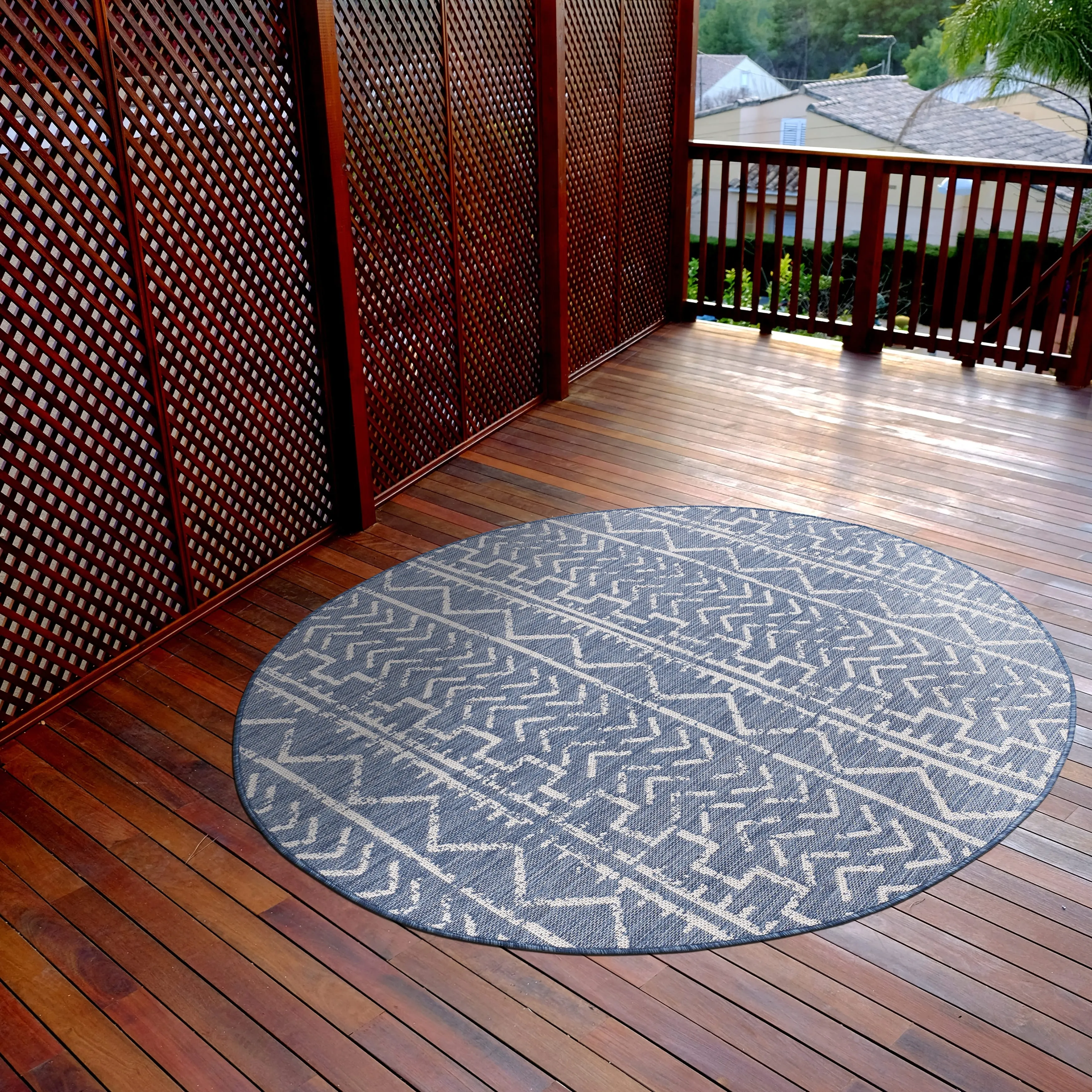 Beverly Rug Blue Trellis Indoor Outdoor Area Rug