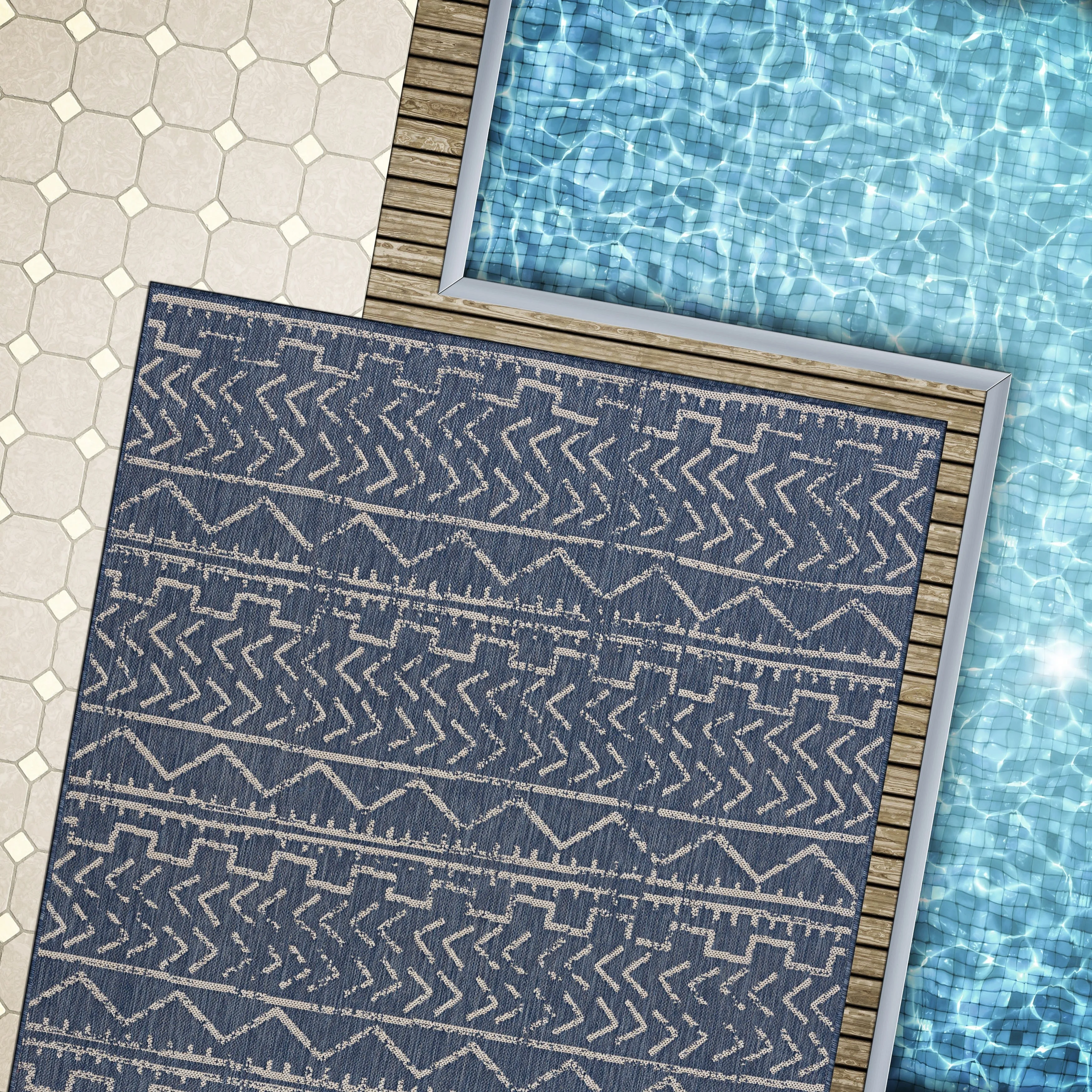 Beverly Rug Blue Trellis Indoor Outdoor Area Rug