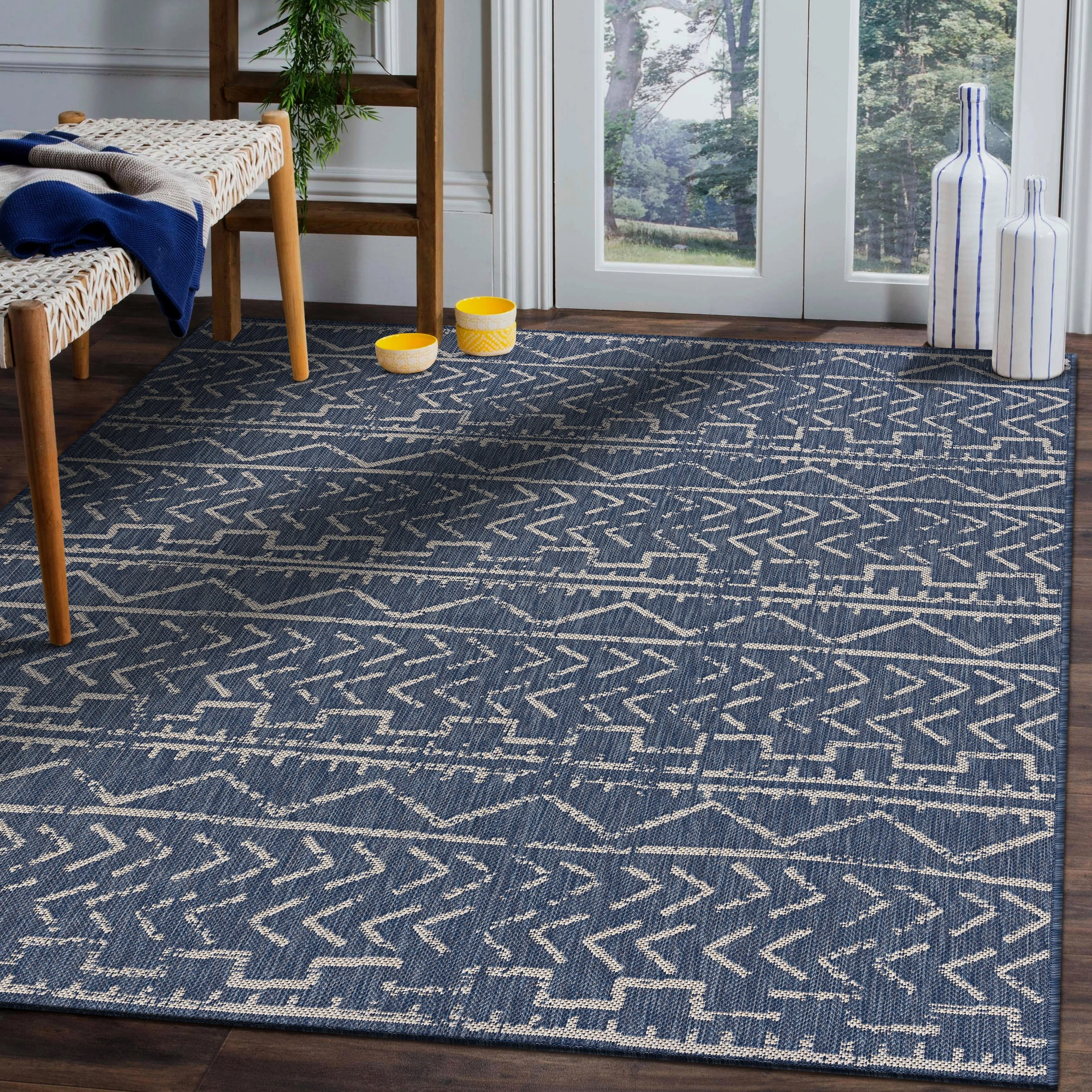 Beverly Rug Blue Trellis Indoor Outdoor Area Rug