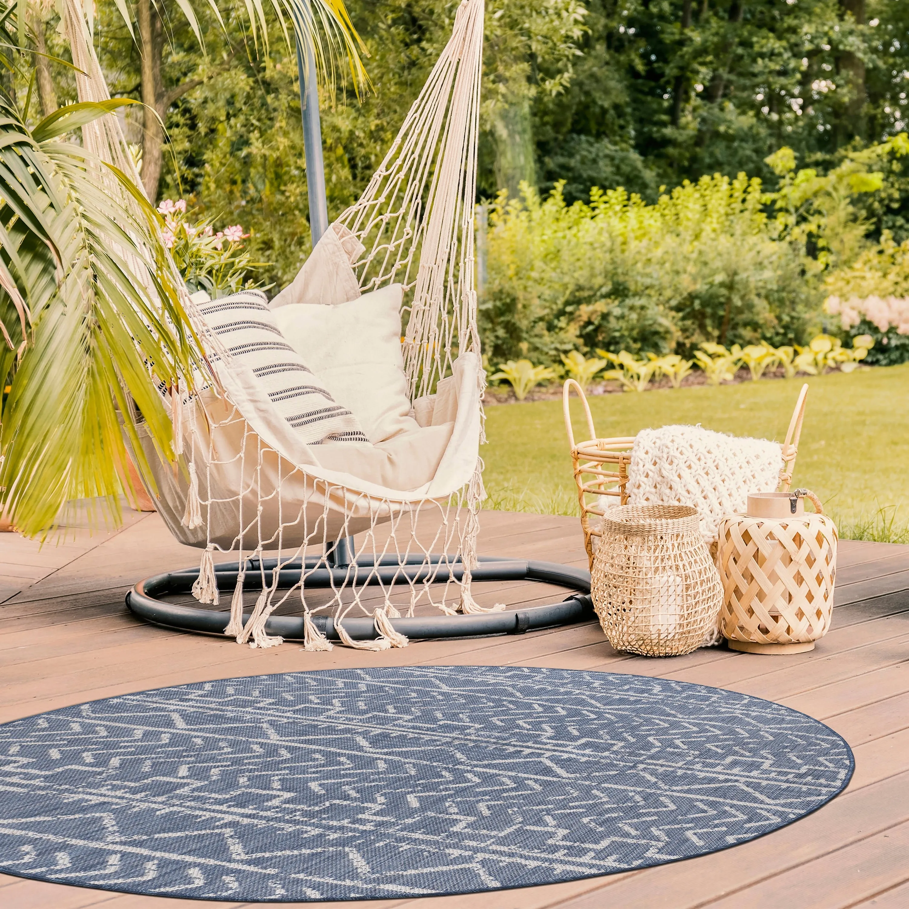 Beverly Rug Blue Trellis Indoor Outdoor Area Rug