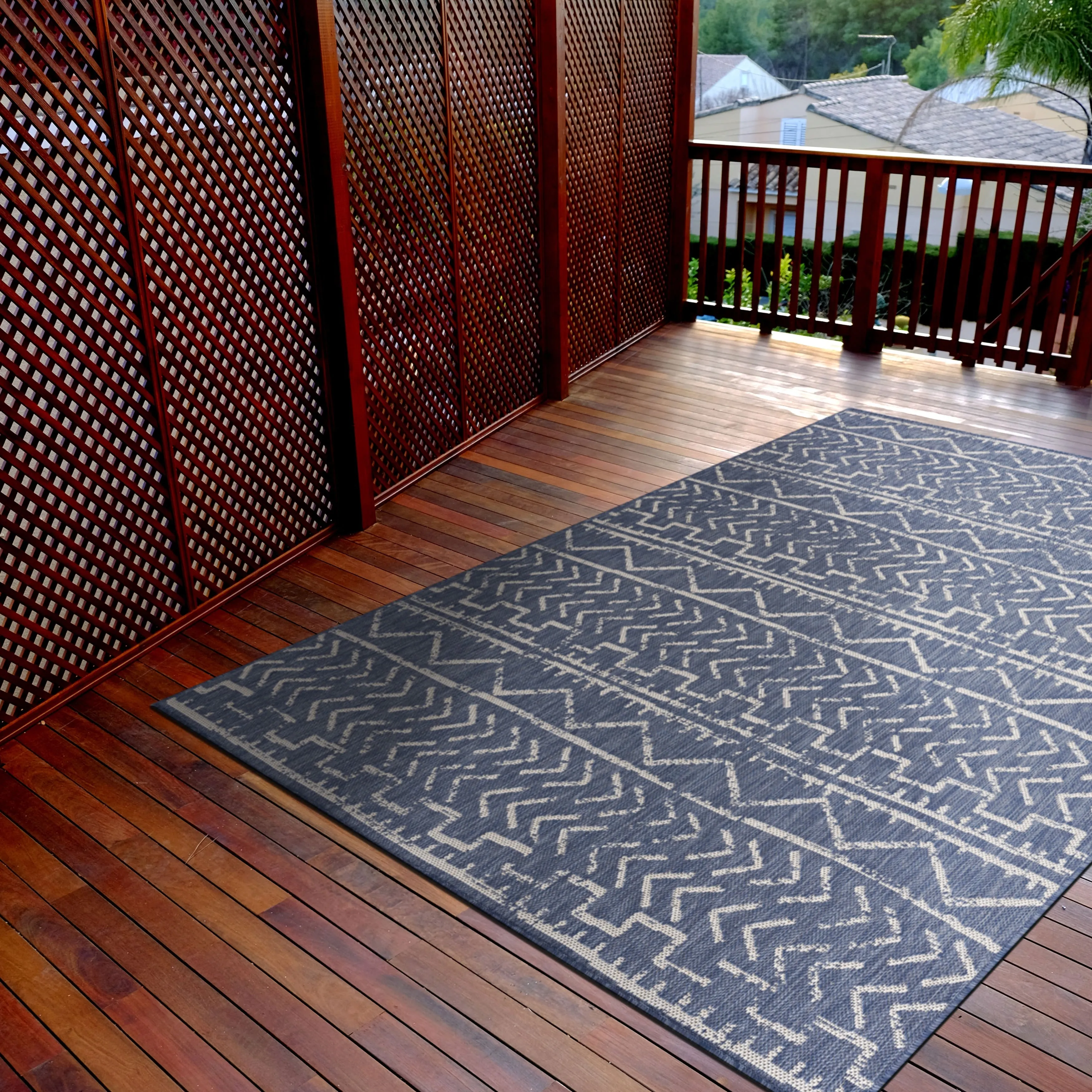 Beverly Rug Blue Trellis Indoor Outdoor Area Rug