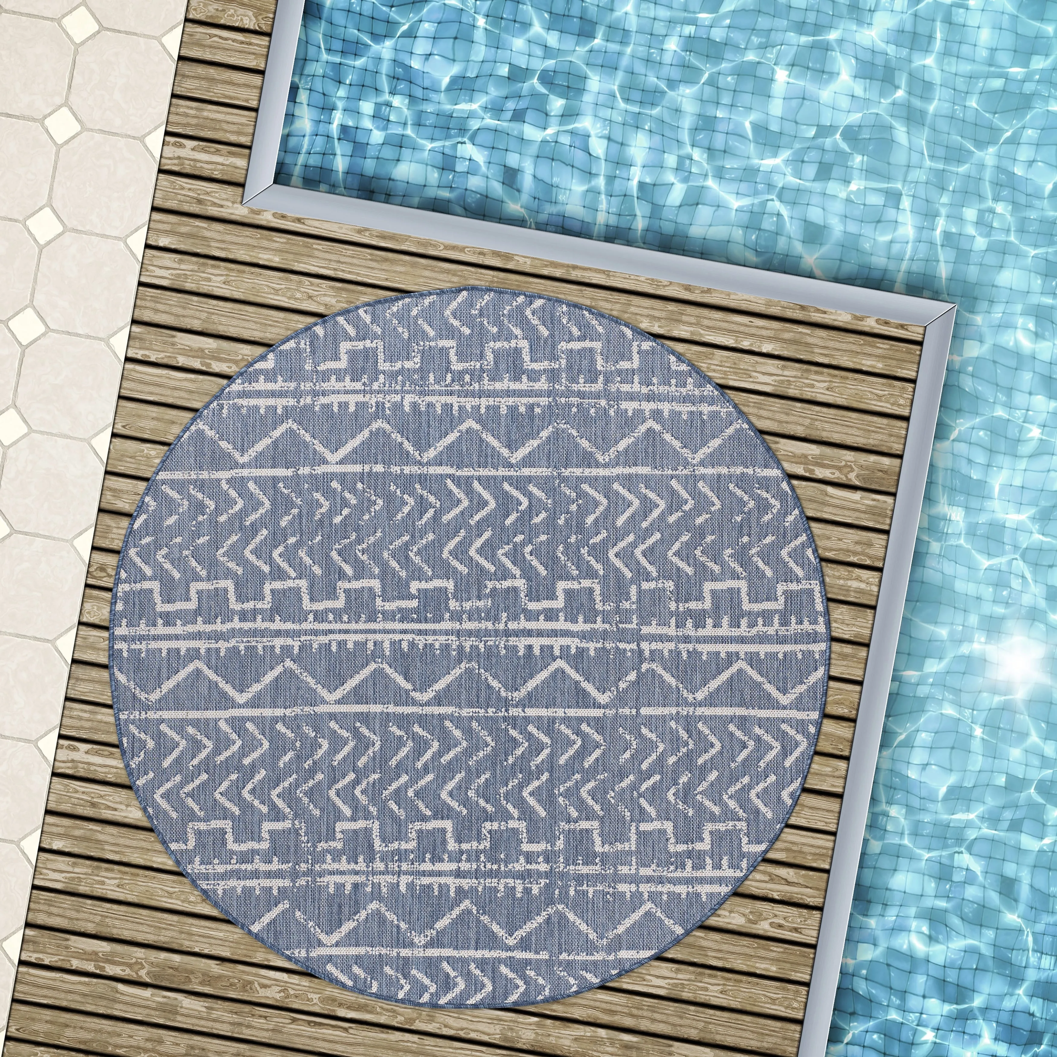 Beverly Rug Blue Trellis Indoor Outdoor Area Rug