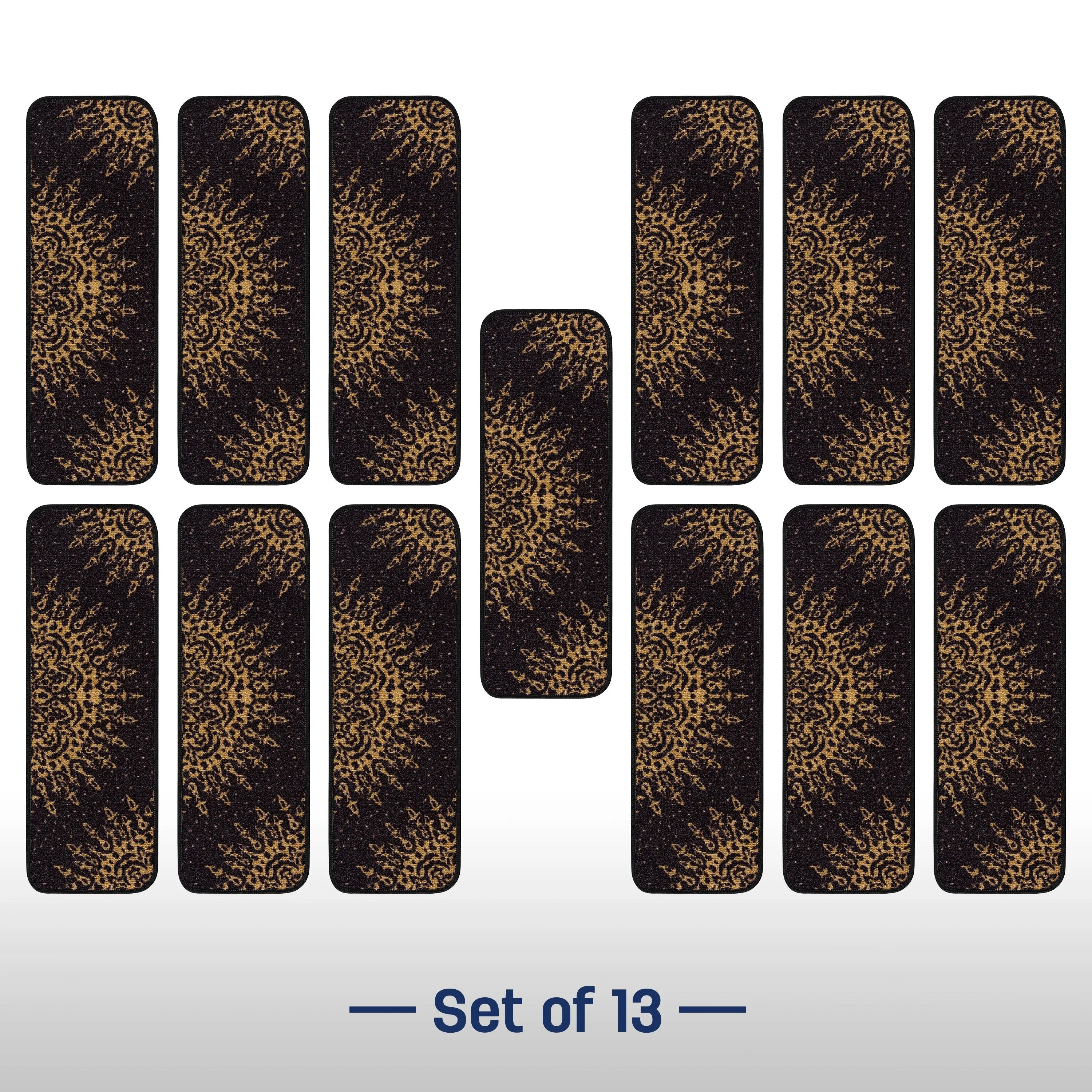 Beverly Rug Indoor Non Slip Carpet Stair Treads Medallion Black