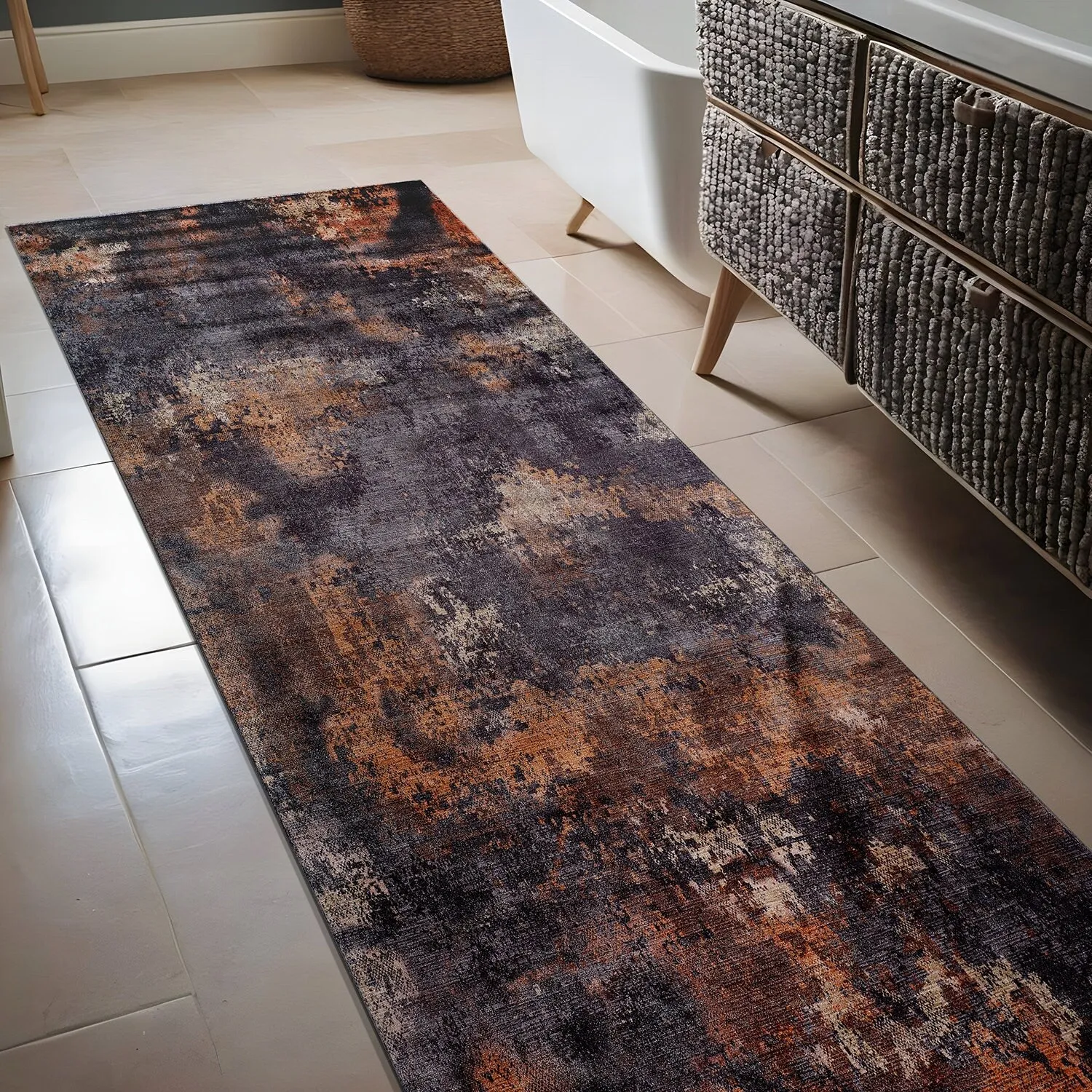 Beverly Rug Queen Abstract Non-Slip Rubber Back Washable Indoor Area Rug