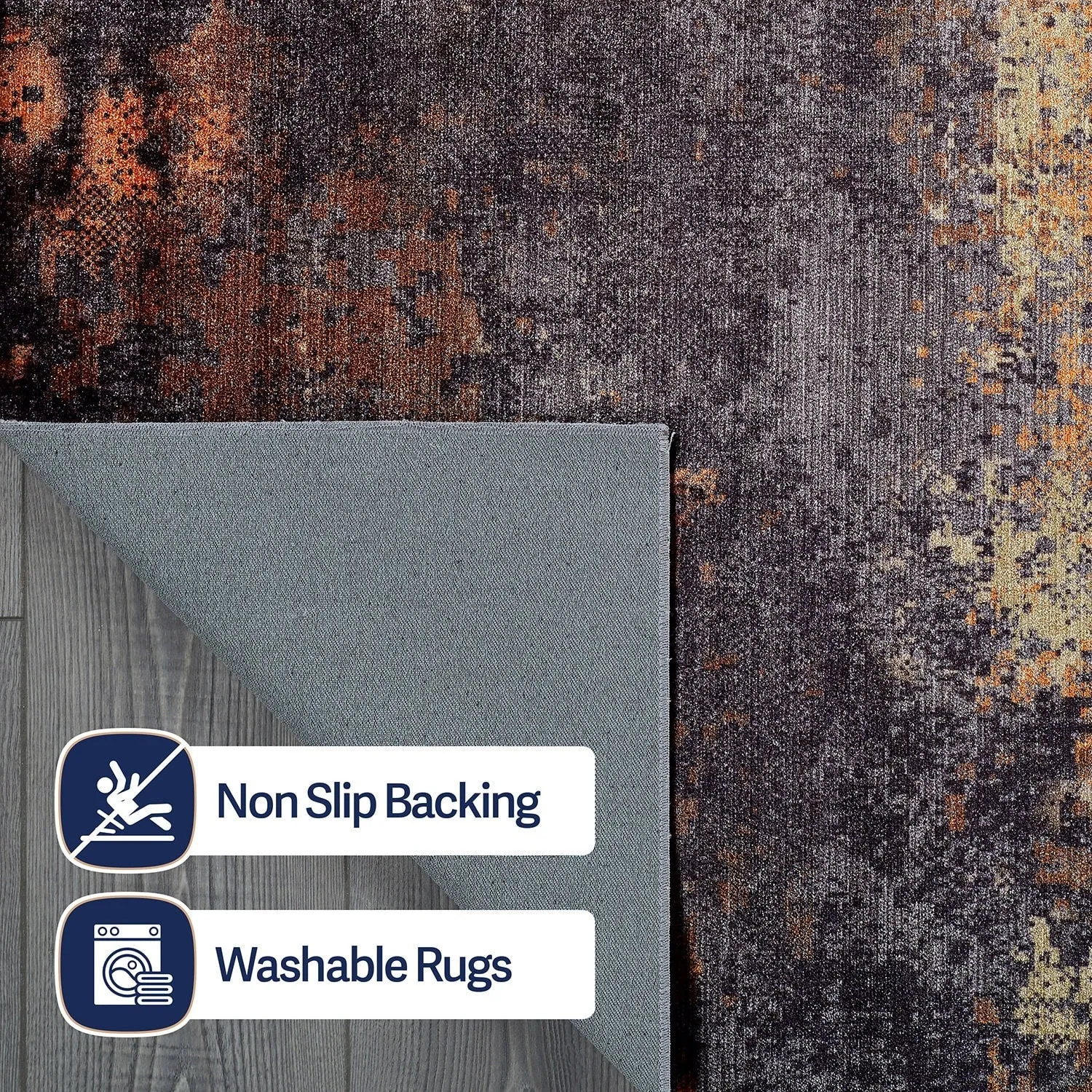 Beverly Rug Queen Abstract Non-Slip Rubber Back Washable Indoor Area Rug