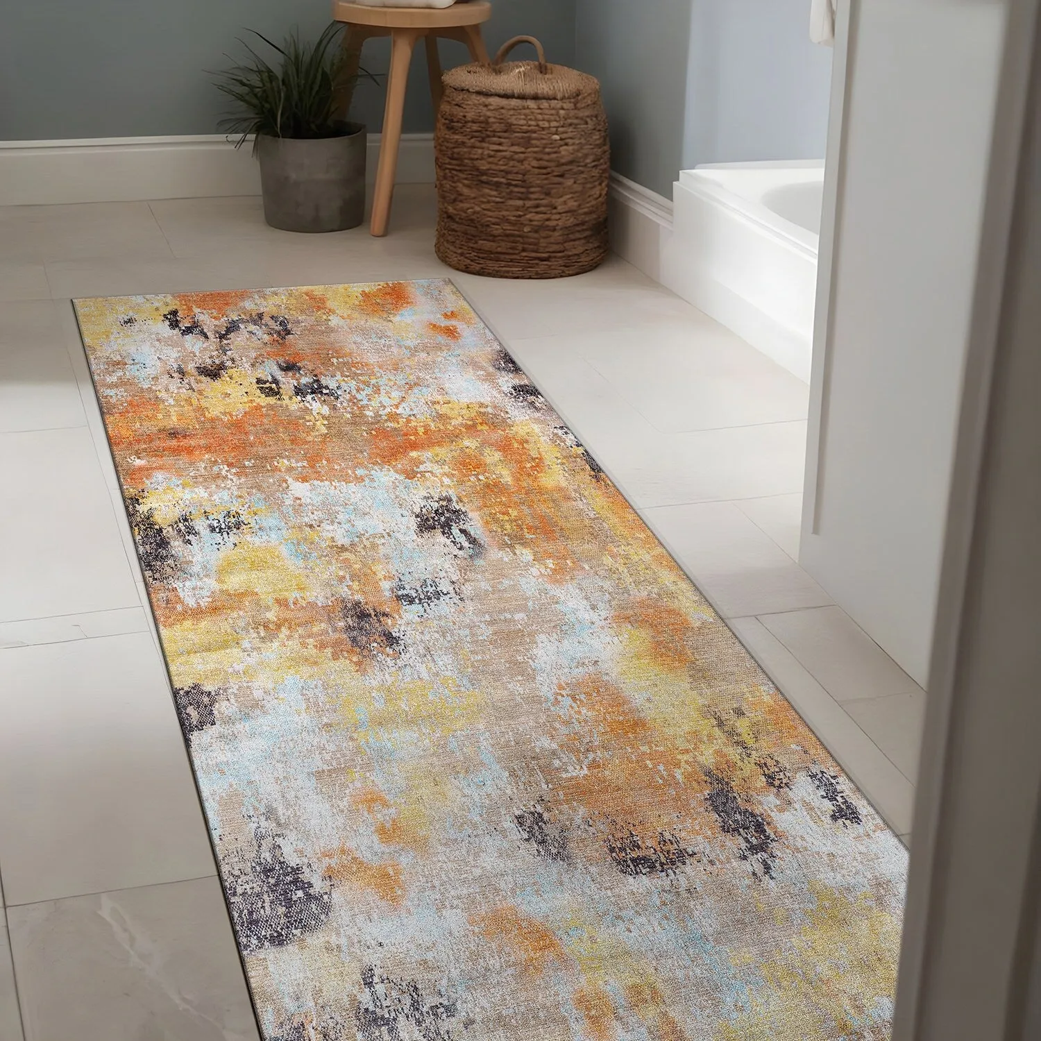 Beverly Rug Queen Abstract Non-Slip Rubber Back Washable Indoor Area Rug