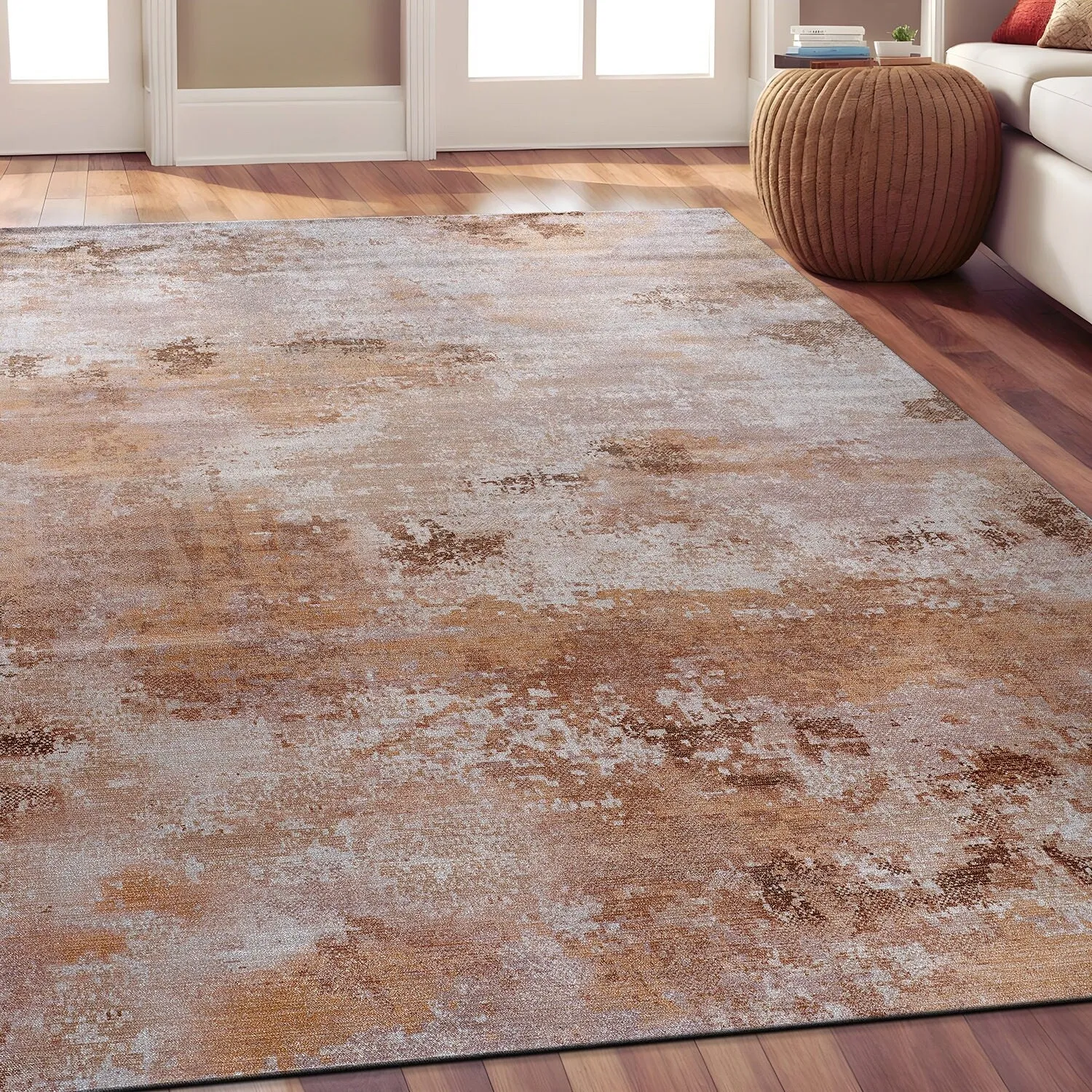 Beverly Rug Queen Abstract Non-Slip Rubber Back Washable Indoor Area Rug