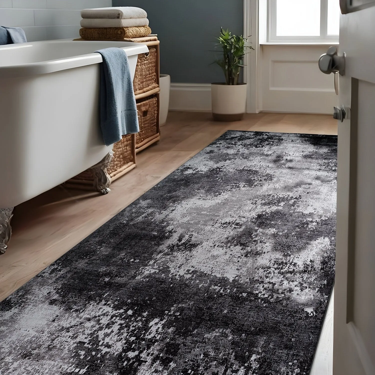 Beverly Rug Queen Abstract Non-Slip Rubber Back Washable Indoor Area Rug