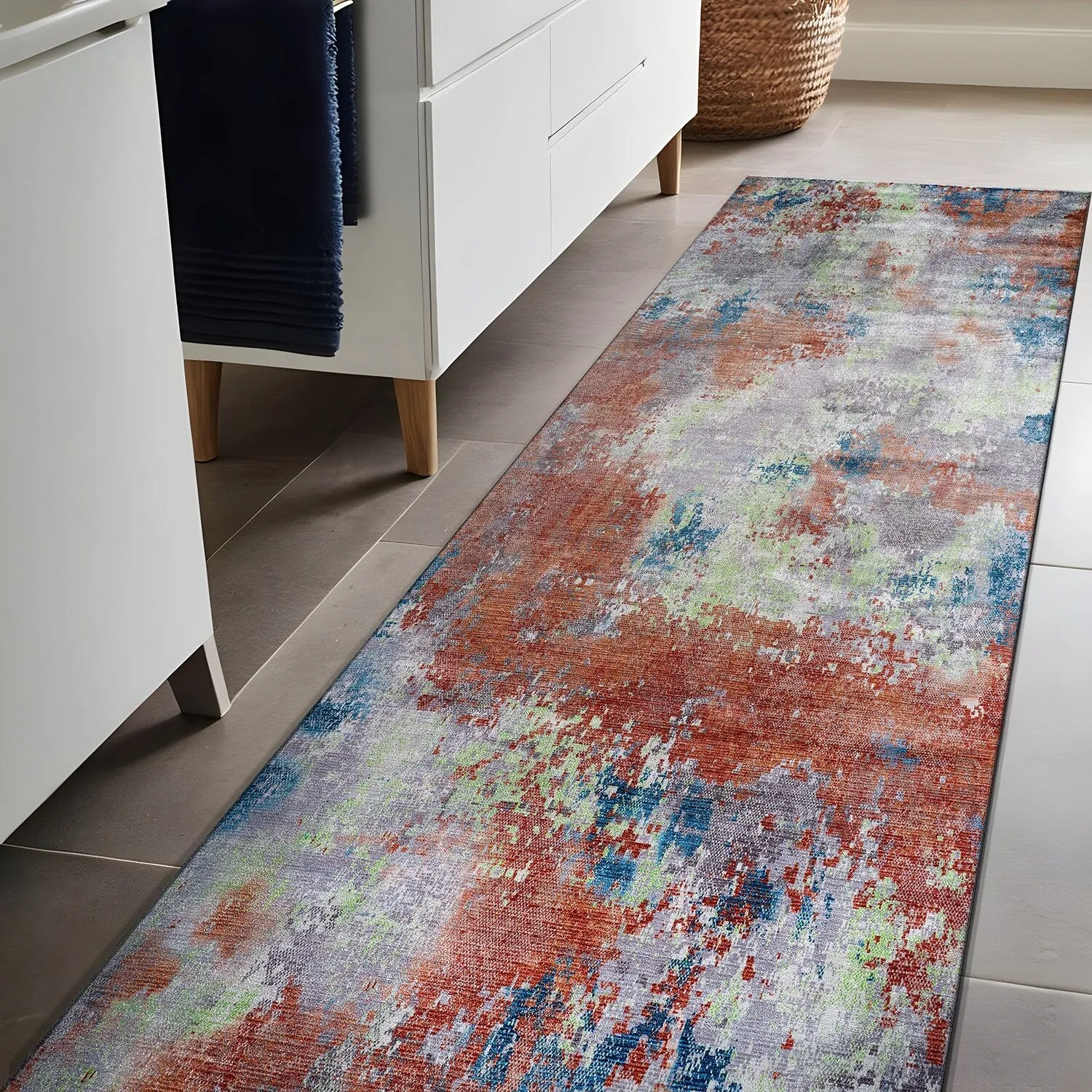 Beverly Rug Queen Abstract Non-Slip Rubber Back Washable Indoor Area Rug
