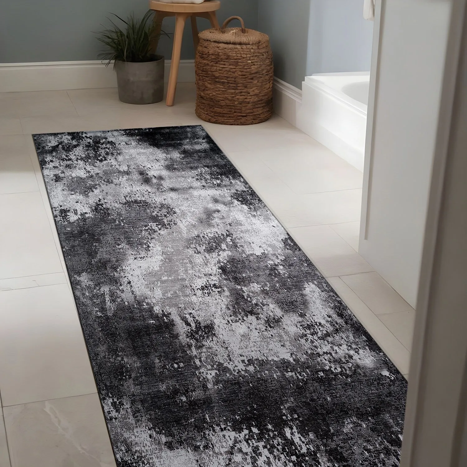 Beverly Rug Queen Abstract Non-Slip Rubber Back Washable Indoor Area Rug