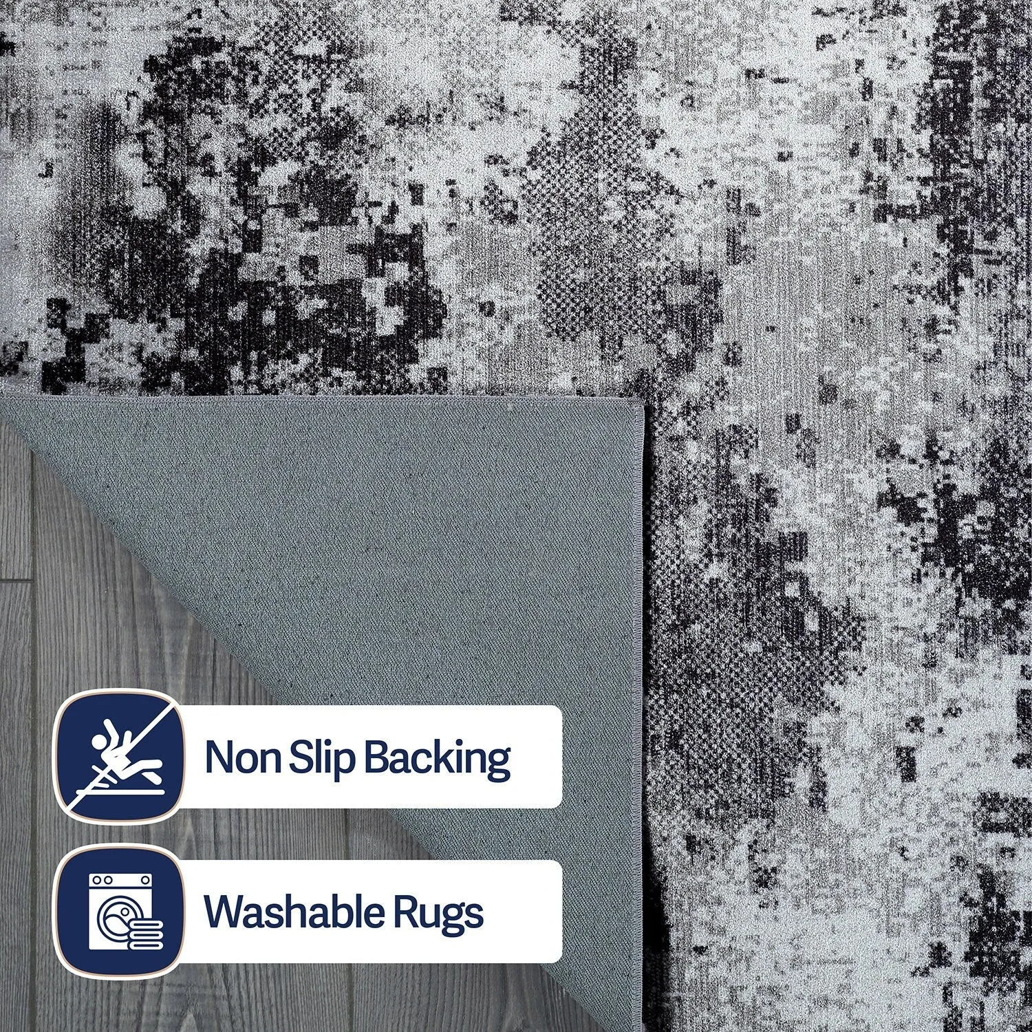 Beverly Rug Queen Abstract Non-Slip Rubber Back Washable Indoor Area Rug